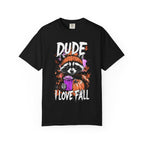 Raccoon with Pumpkin and Coffee Dude I Love Fall Comfort Colors T-shirt | Autumn Graphic Tee