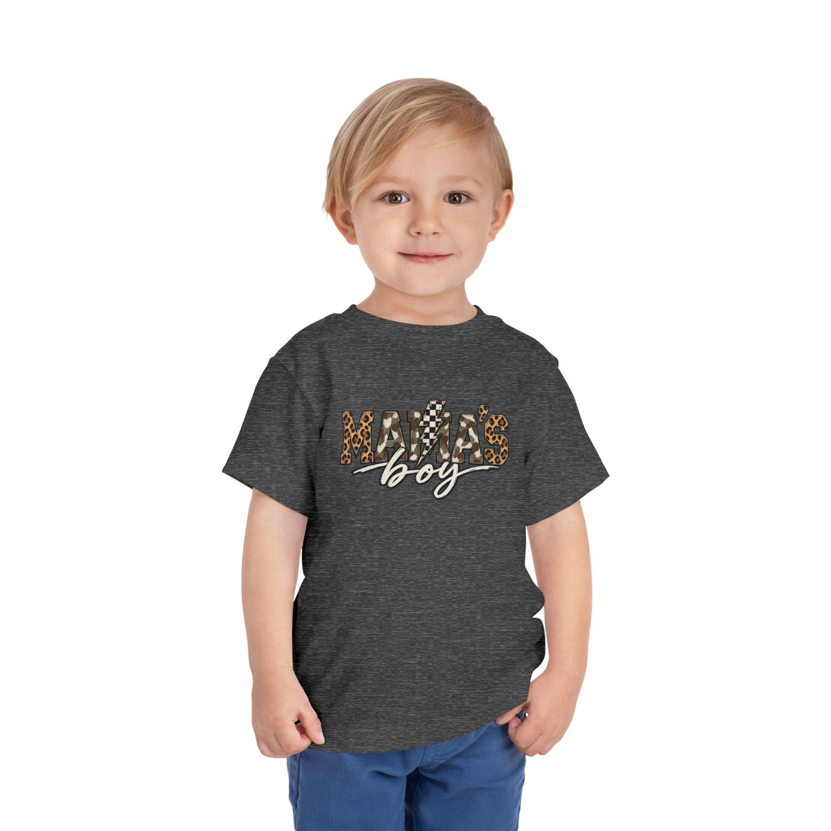 Mama's Boy Toddler matching Tee — Leopard Print Graphic Shirt for Baby Boys