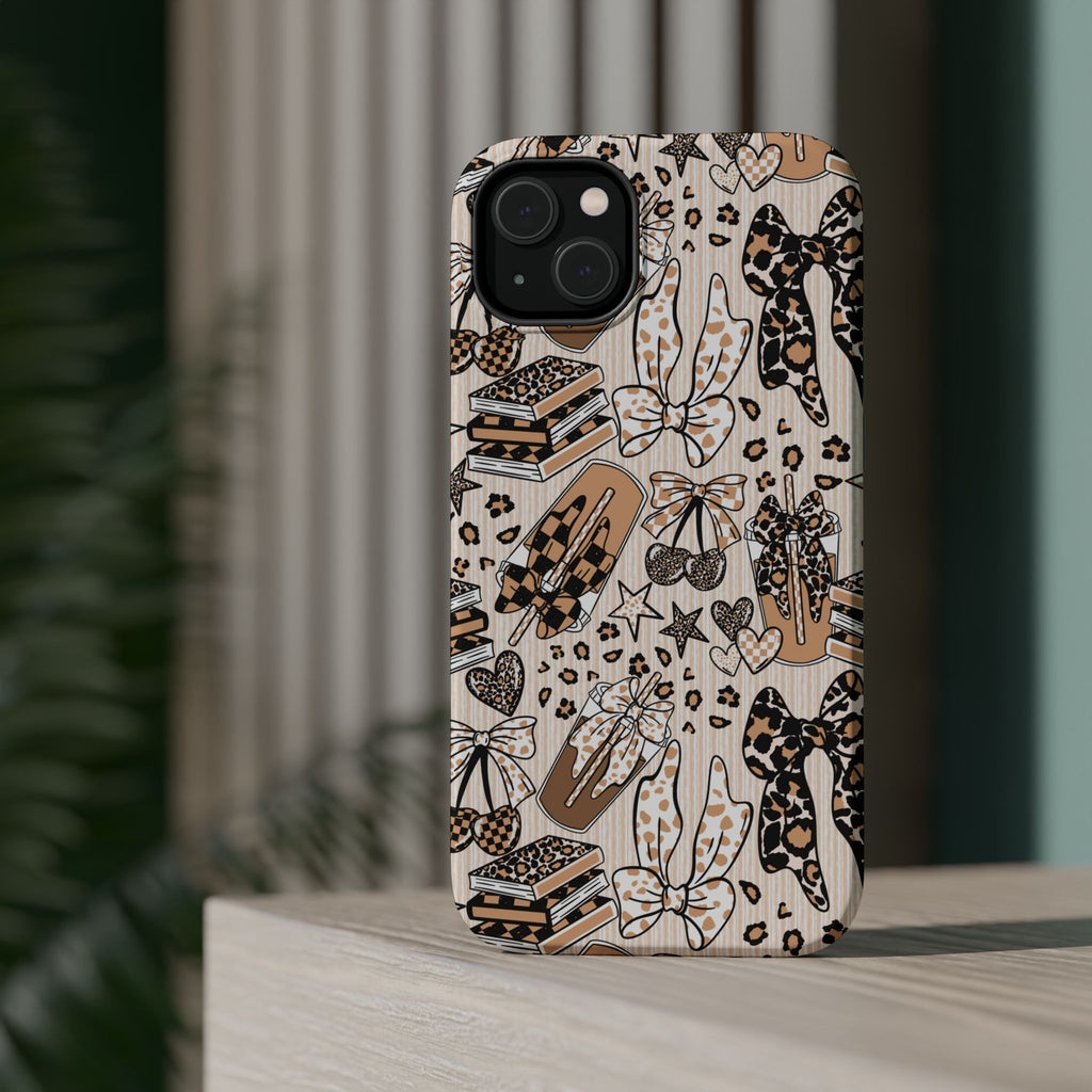 Cheetah bows iced coffee love Magnetic Impact-Resistant Cases