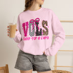 Crewneck Sweatshirt - VOLS Cheer For A Cure Pink Ribbon Leopard & Glitter Design