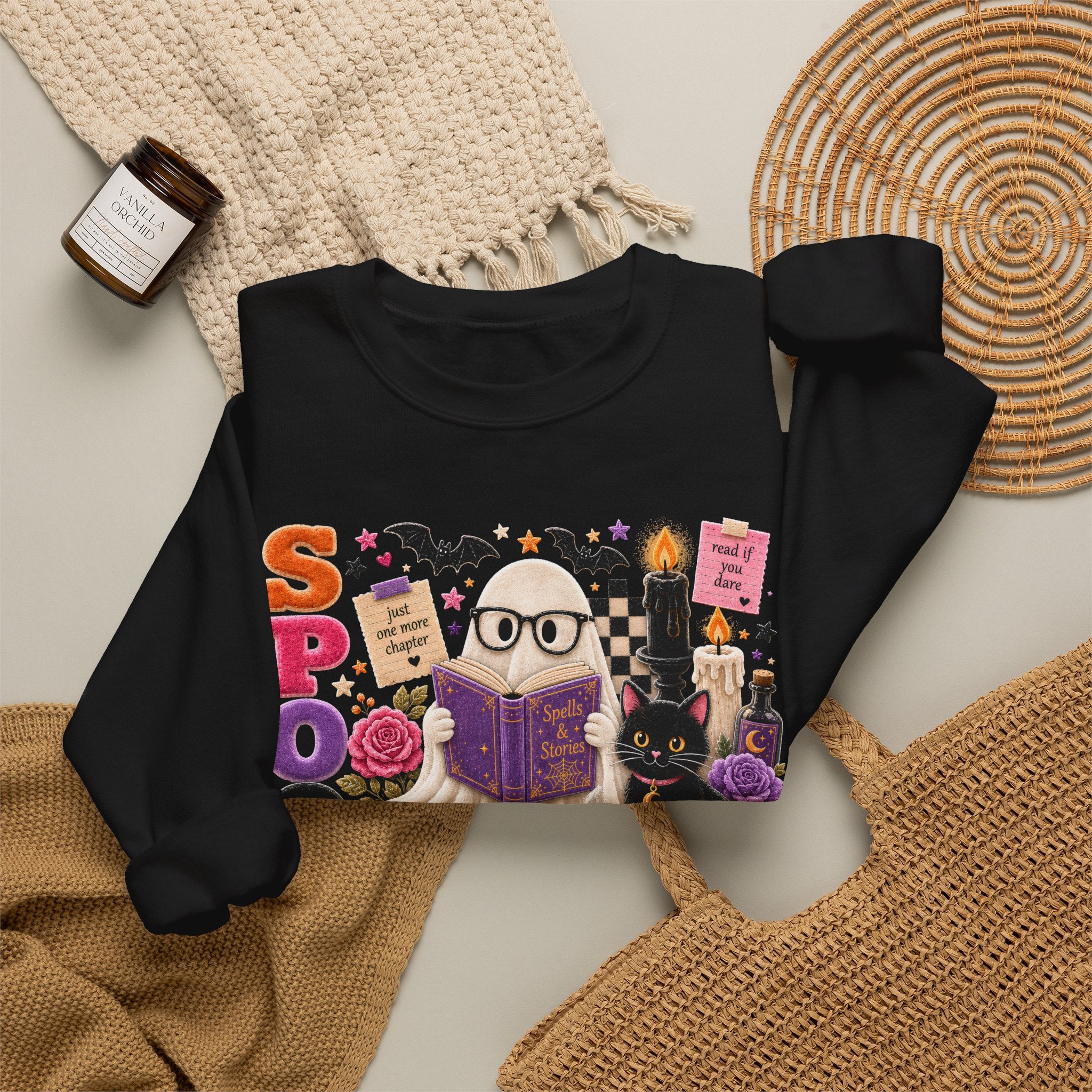 Spooky Book Club Sweatshirt | Halloween Ghost Reading Graphic | Cozy Fall Book Lover Crewneck