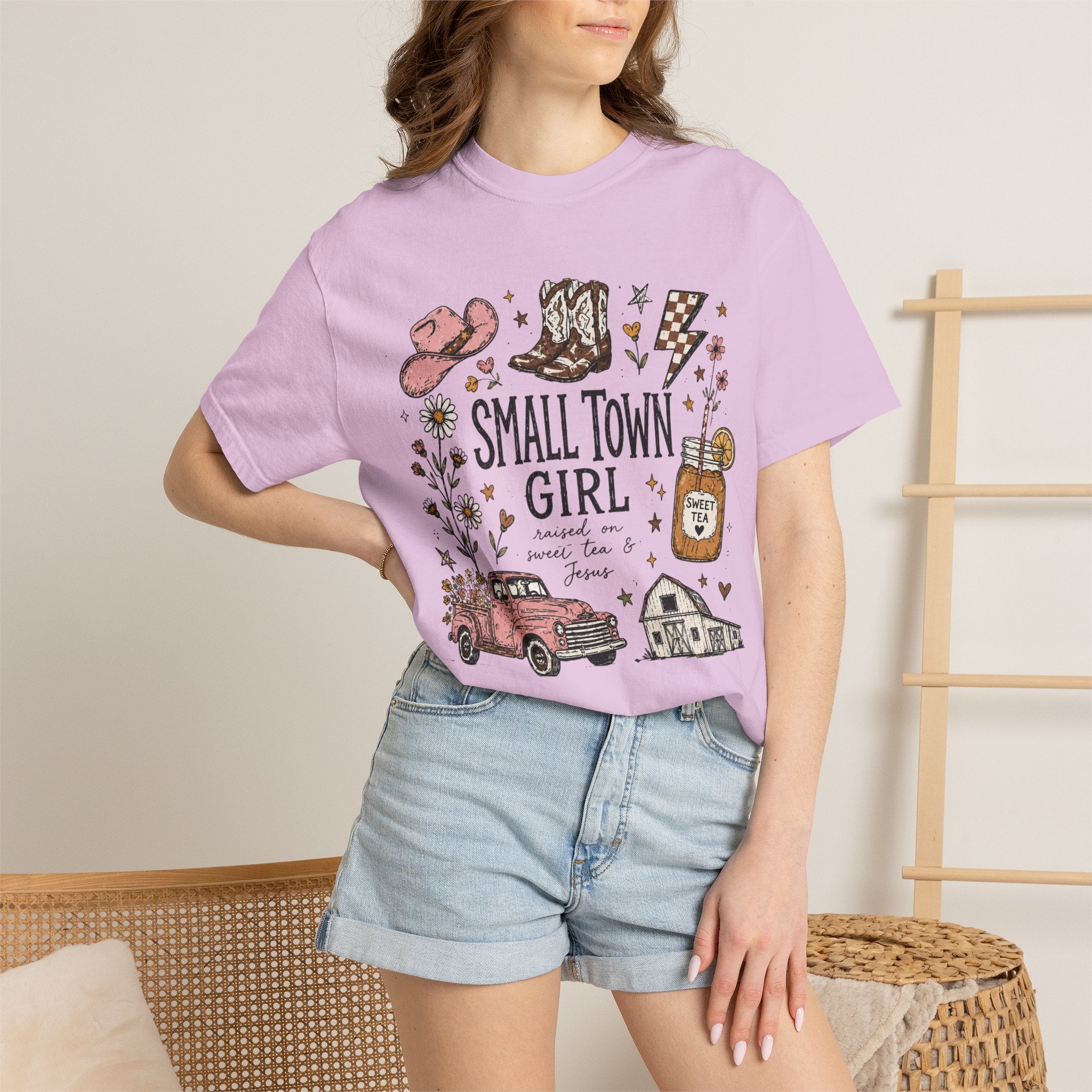 Small town girl , Jesus and sweet tea girl, comfort colors tee