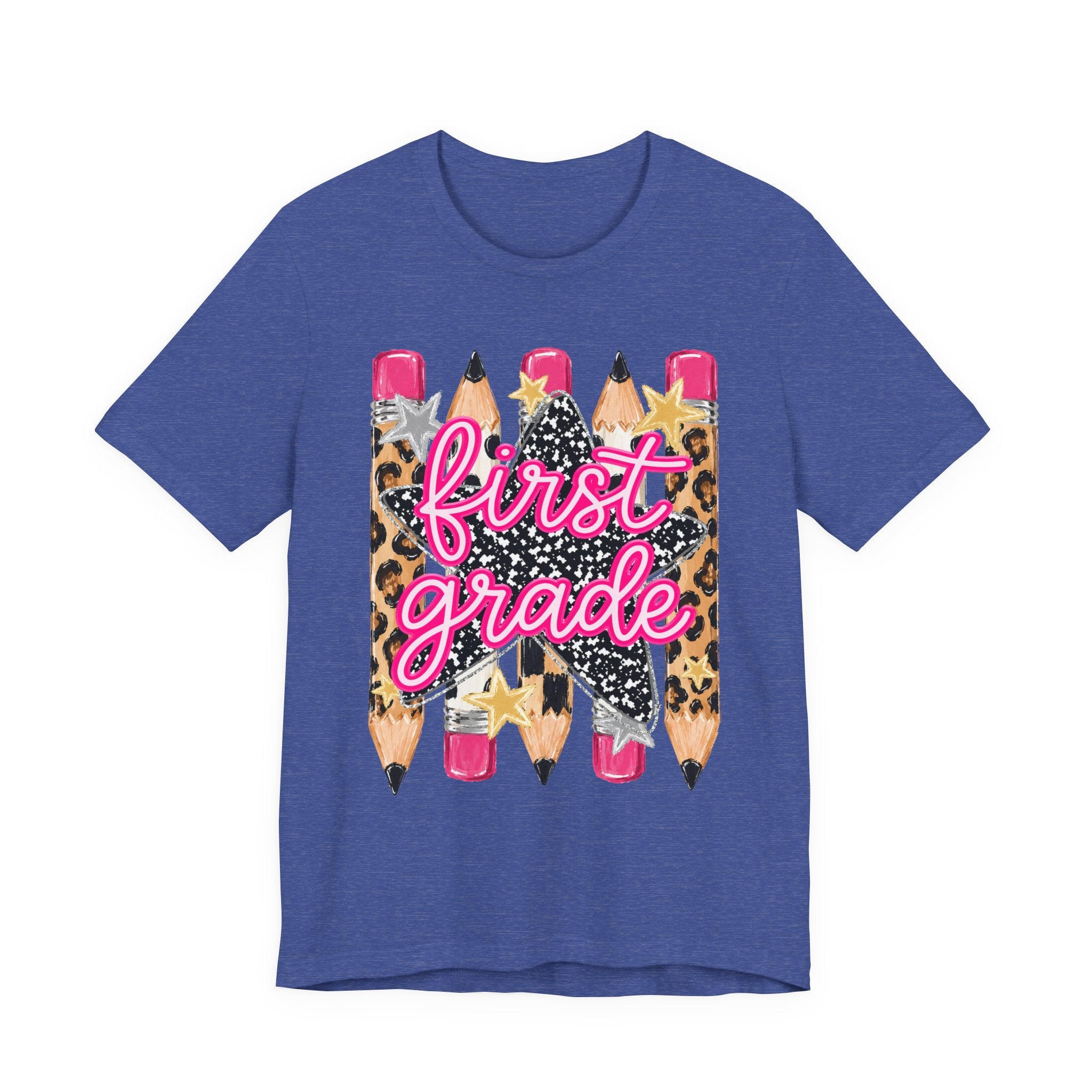 First Grade Pencils Leopard Print Kids Tee