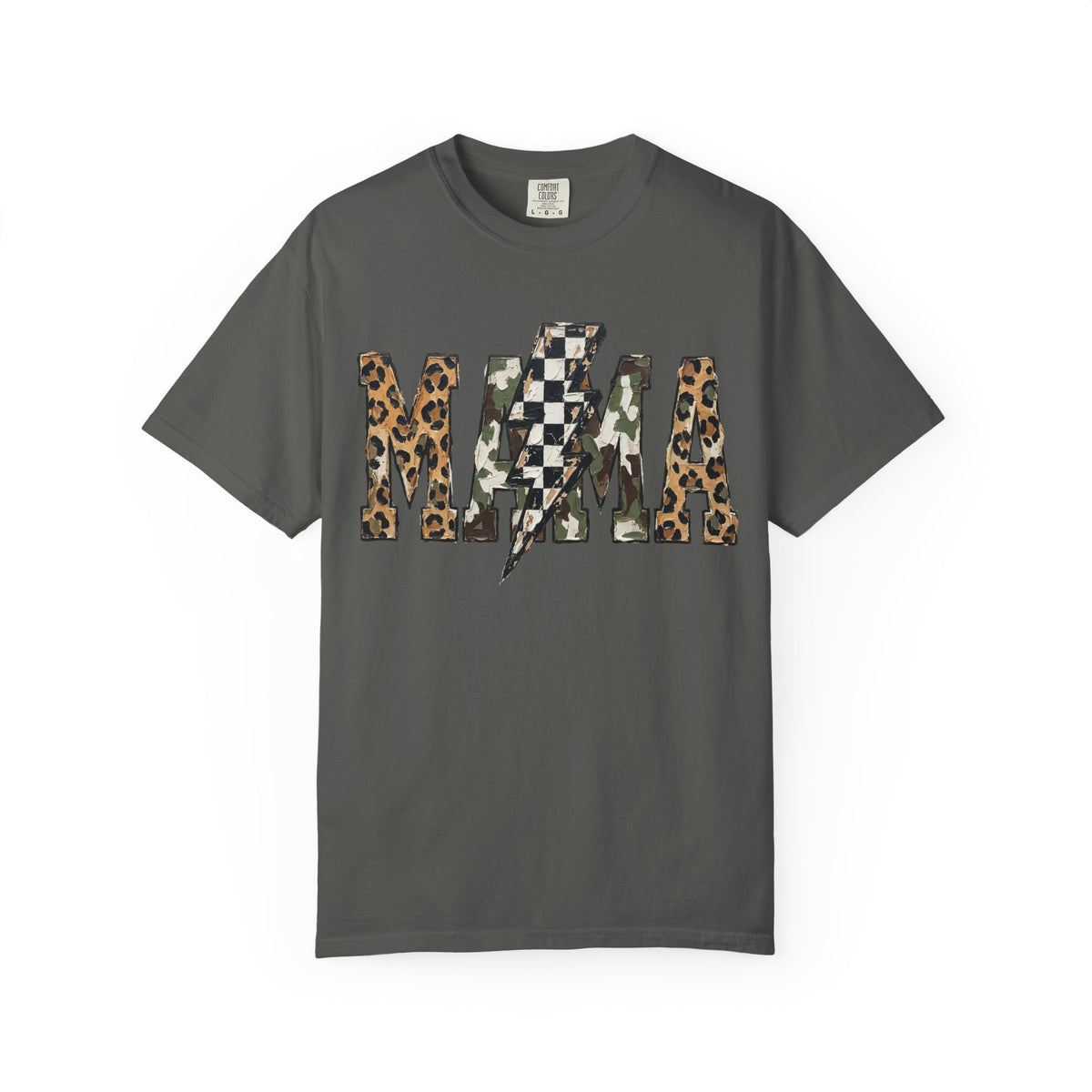 MAMA Lightning Bolt Leopard Check T-Shirt | Mama Tee