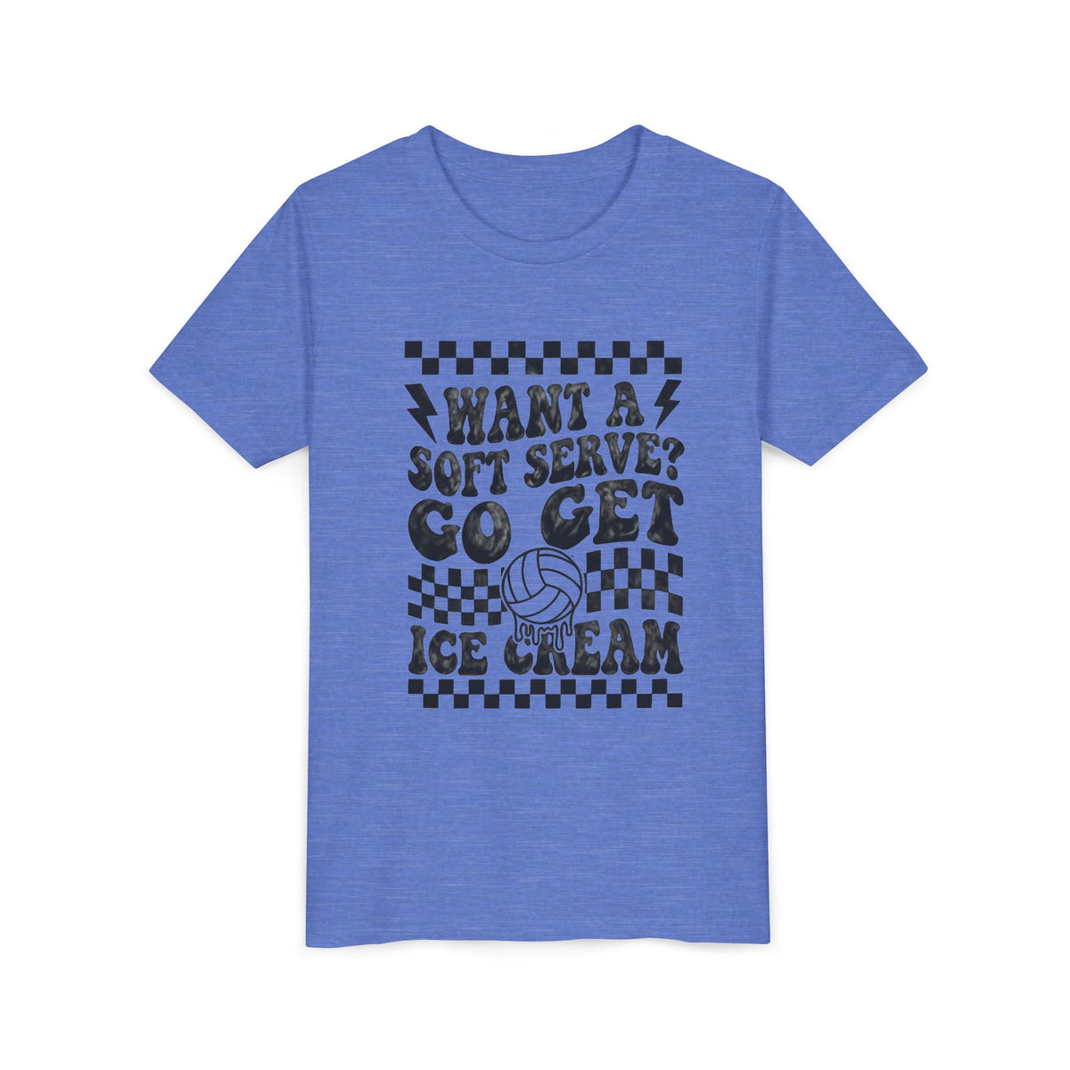 Youth Volleyball humor team tshirt, want a soft serve go get icecream tee