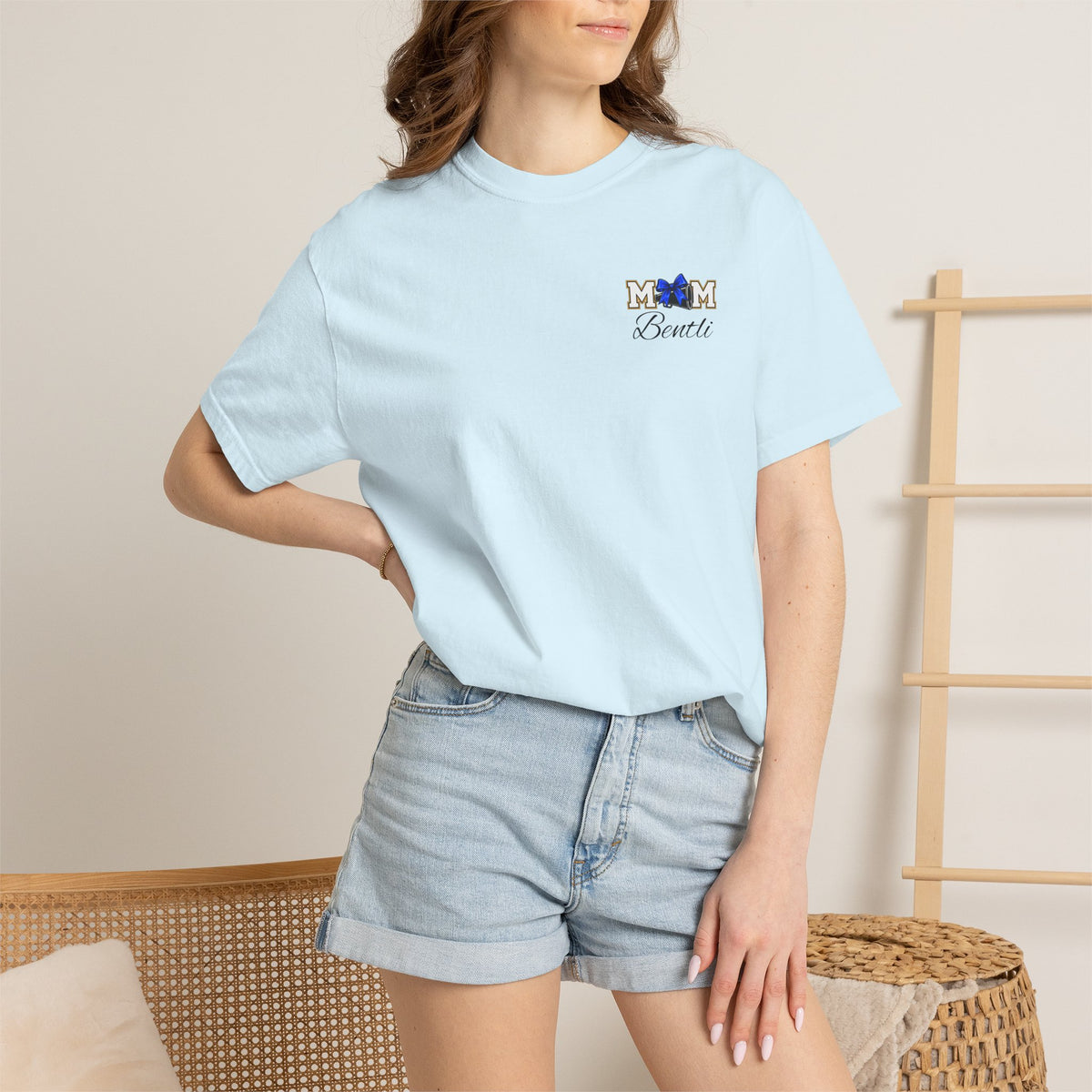Cheer Mom T-Shirt — Cheerleading Mom Tee with Pom Poms & Megaphone Design