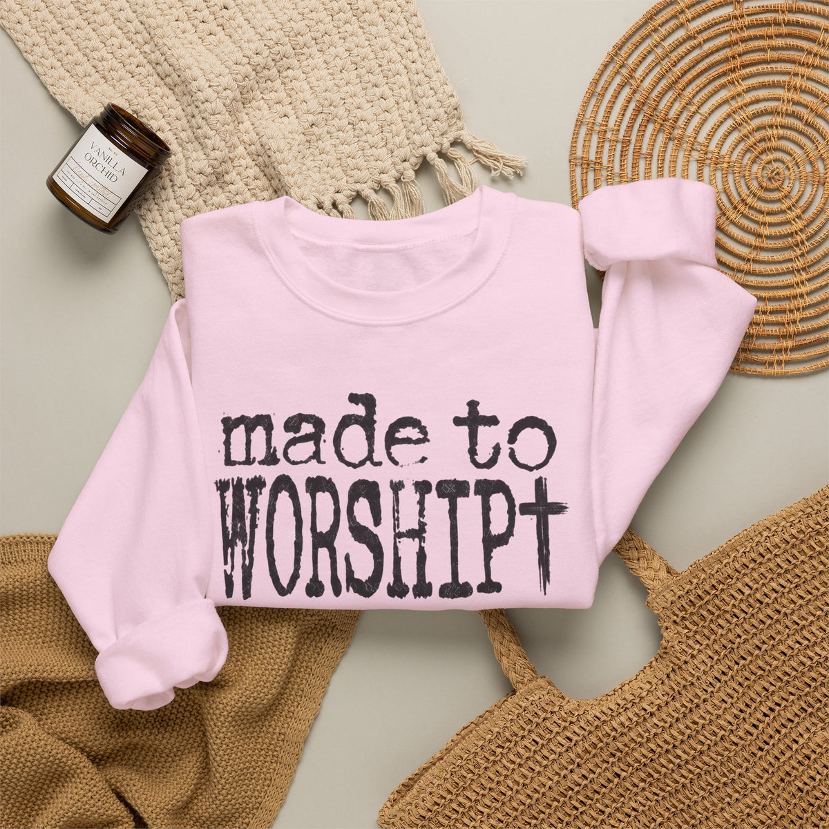Made to Worship Christan Gildan Crewneck Sweatshirt