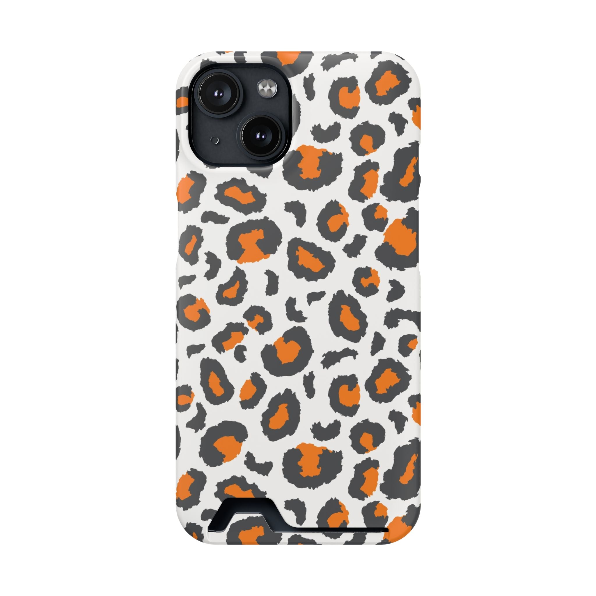 Orange white and grey cheetah print Phone Case With Card Holder, Tennessee Vols colors phone case