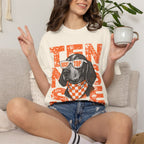 Smokey football dog with Sunglasses and Bandana T-Shirt | Tennessee Vintage Text