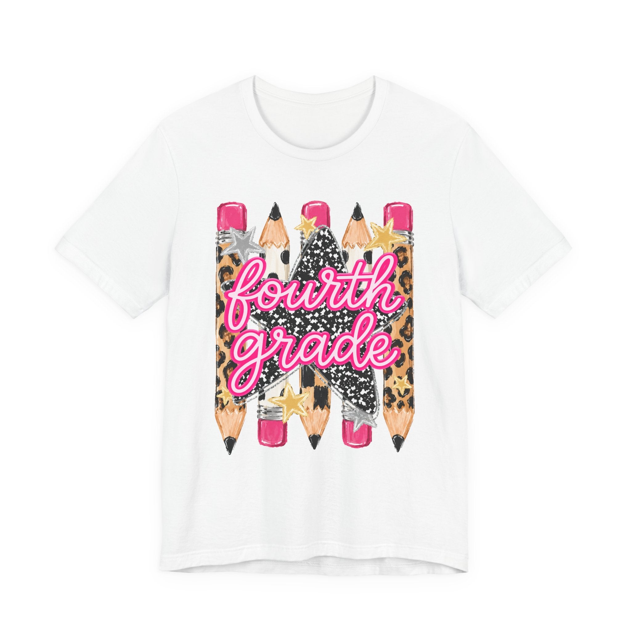 Fourth Grade Pencil Tee — Leopard & Glitter Back-to-School Shirt