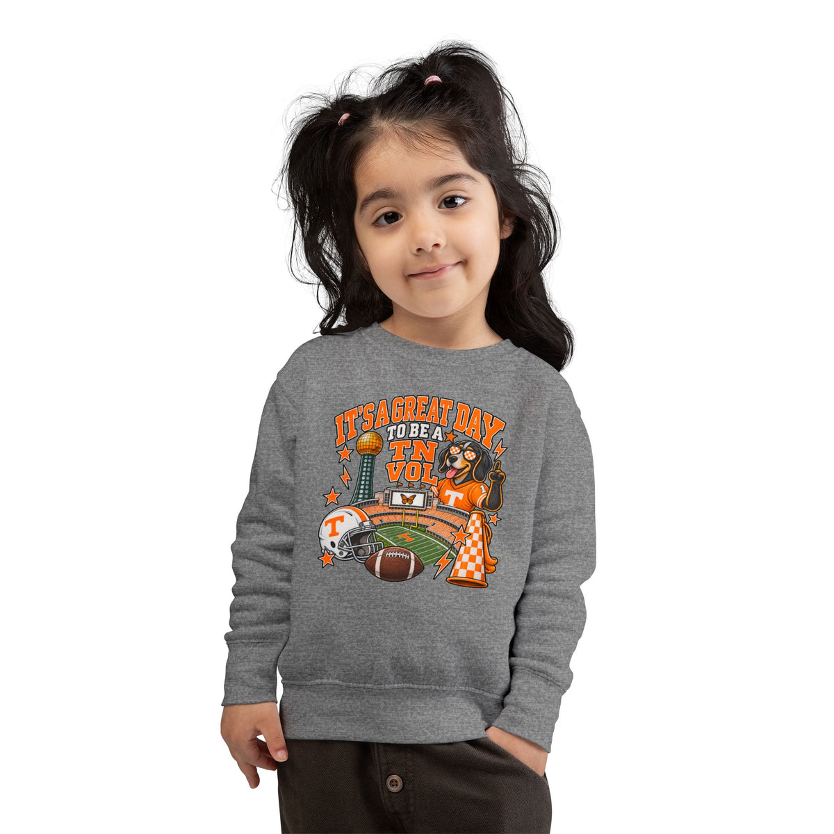 Toddler Sweatshirt - "It's a Great Day to Be a Vol" Football Stadium Mascot Design