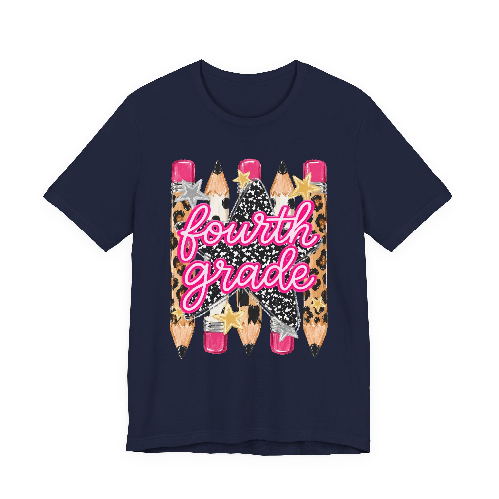 Fourth Grade Pencil Tee — Leopard & Glitter Back-to-School Shirt