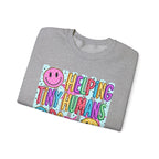 Crewneck Sweatshirt — Helping Tiny Humans Do Big Things,Colorful Teacher,Childcare Appreciation Pullover