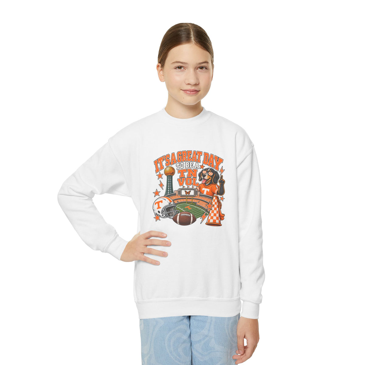 It's a great day to be a TN Vol Gildan Youth sweatshirt