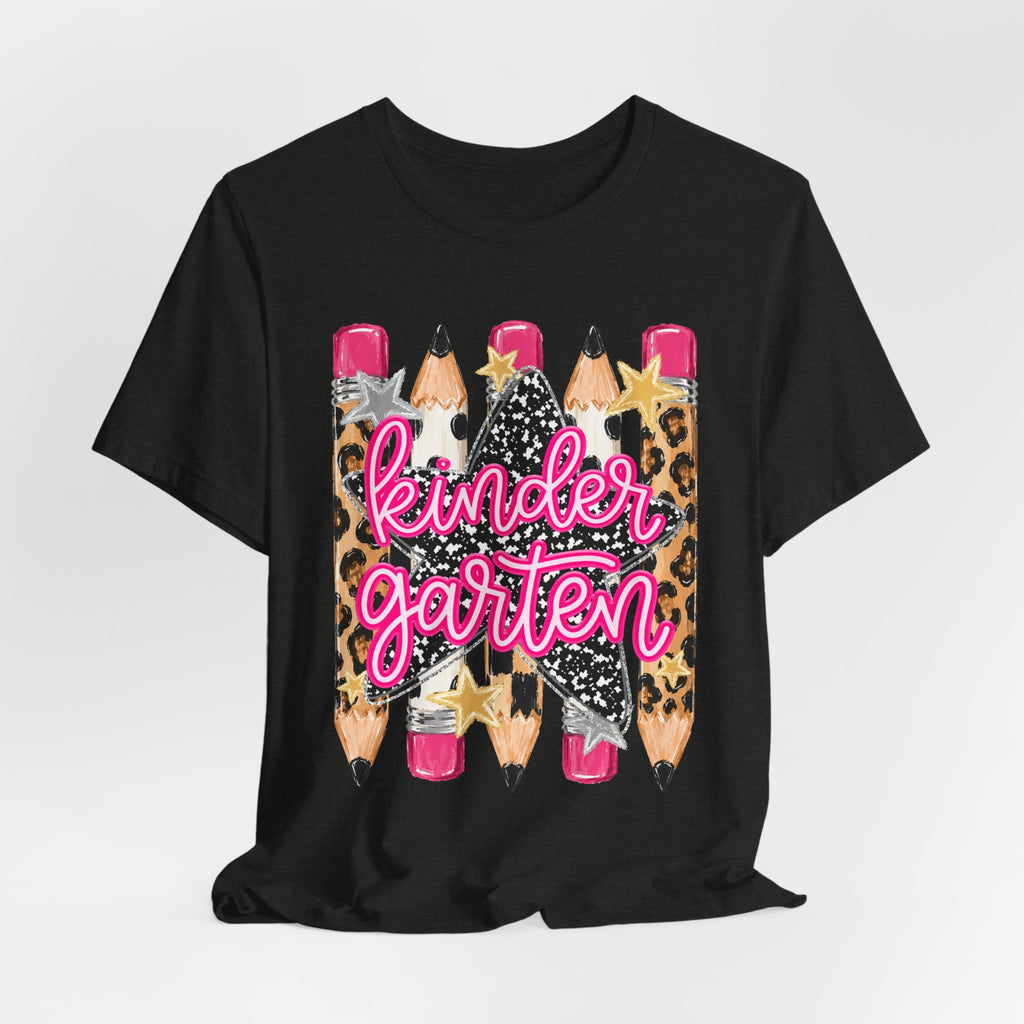 Kindergarten Pencils T-Shirt — Cute Leopard Print School Tee