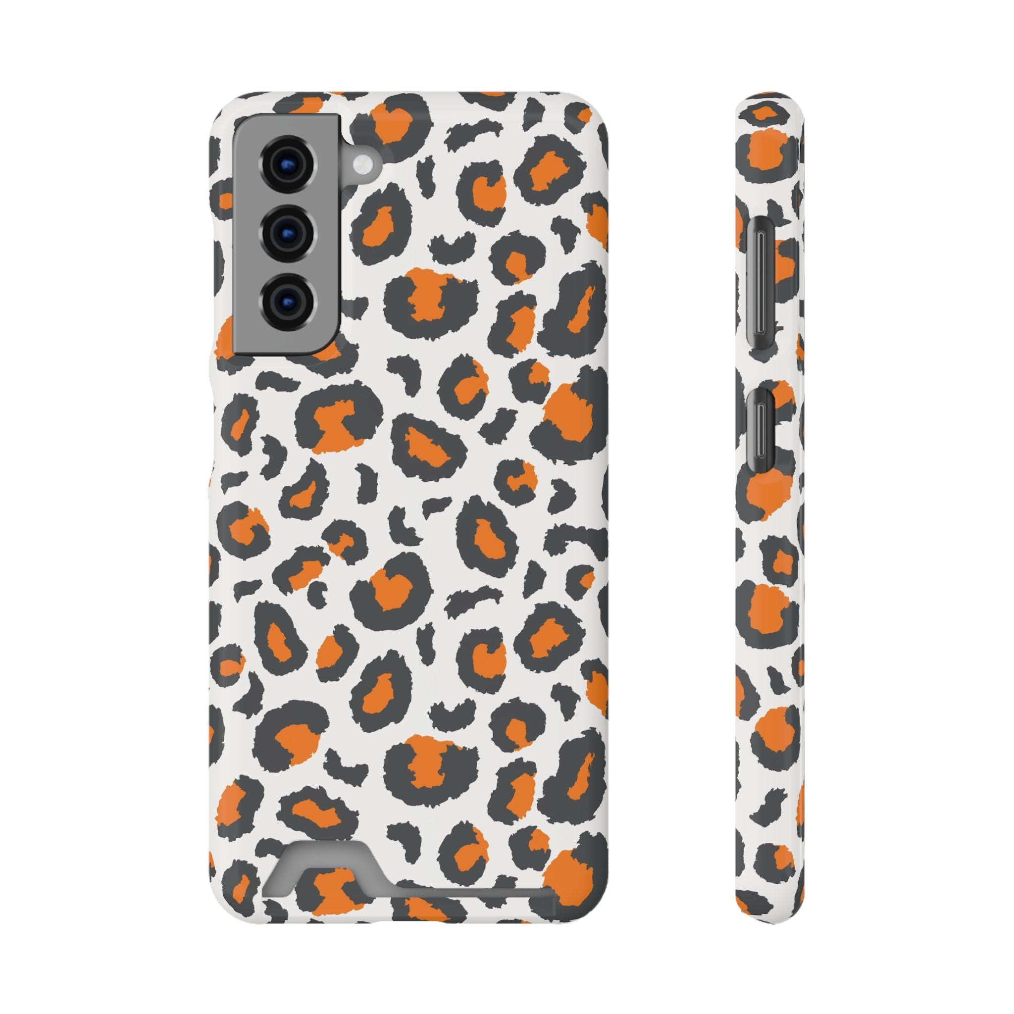 Orange white and grey cheetah print Phone Case With Card Holder, Tennessee Vols colors phone case