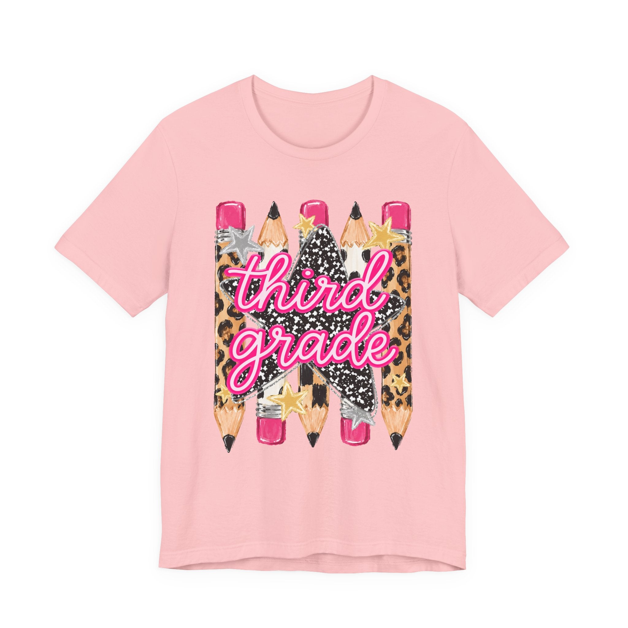 Third Grade Pencils T‑Shirt — Leopard & Glitter Back-to-School Tee