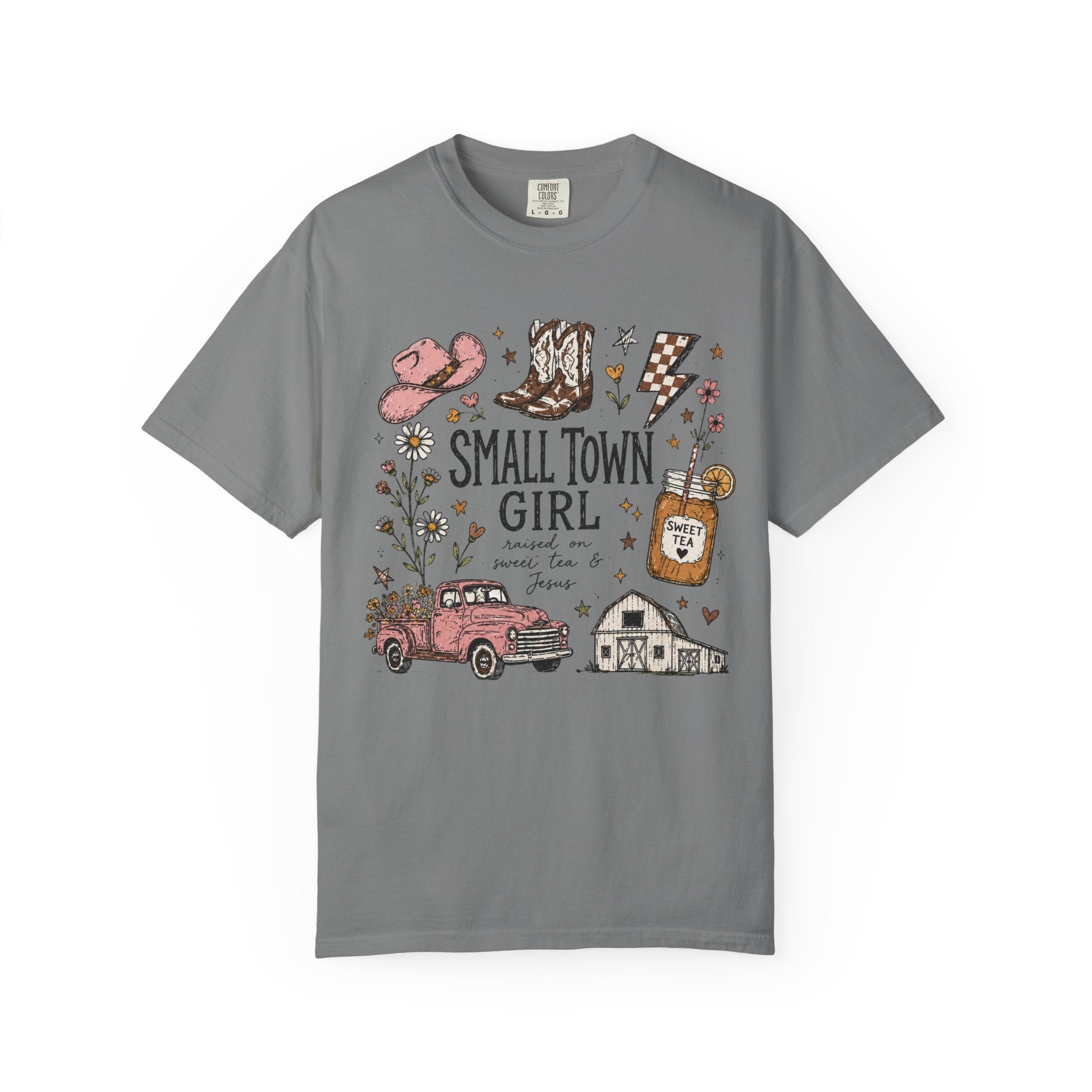 Small town girl , Jesus and sweet tea girl, comfort colors tee