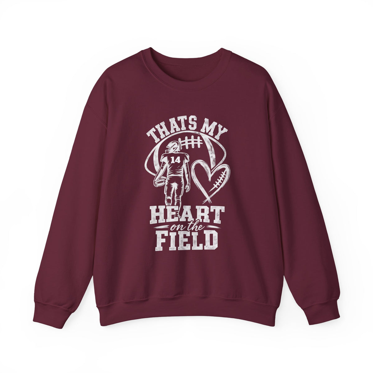 Personlizable Football Crewneck Sweatshirt - "That’s My Heart on the Field" Design