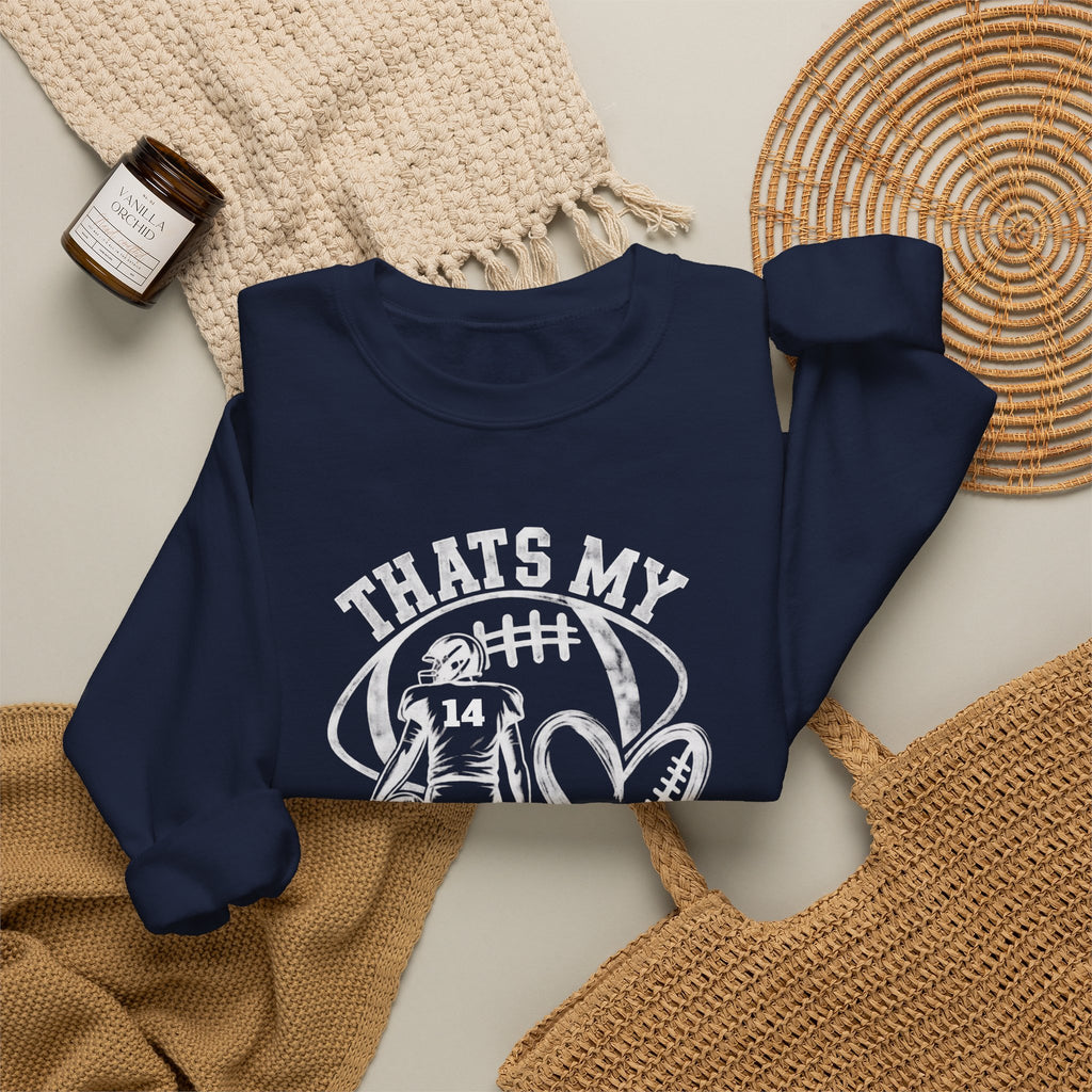 Personlizable Football Crewneck Sweatshirt - "That’s My Heart on the Field" Design