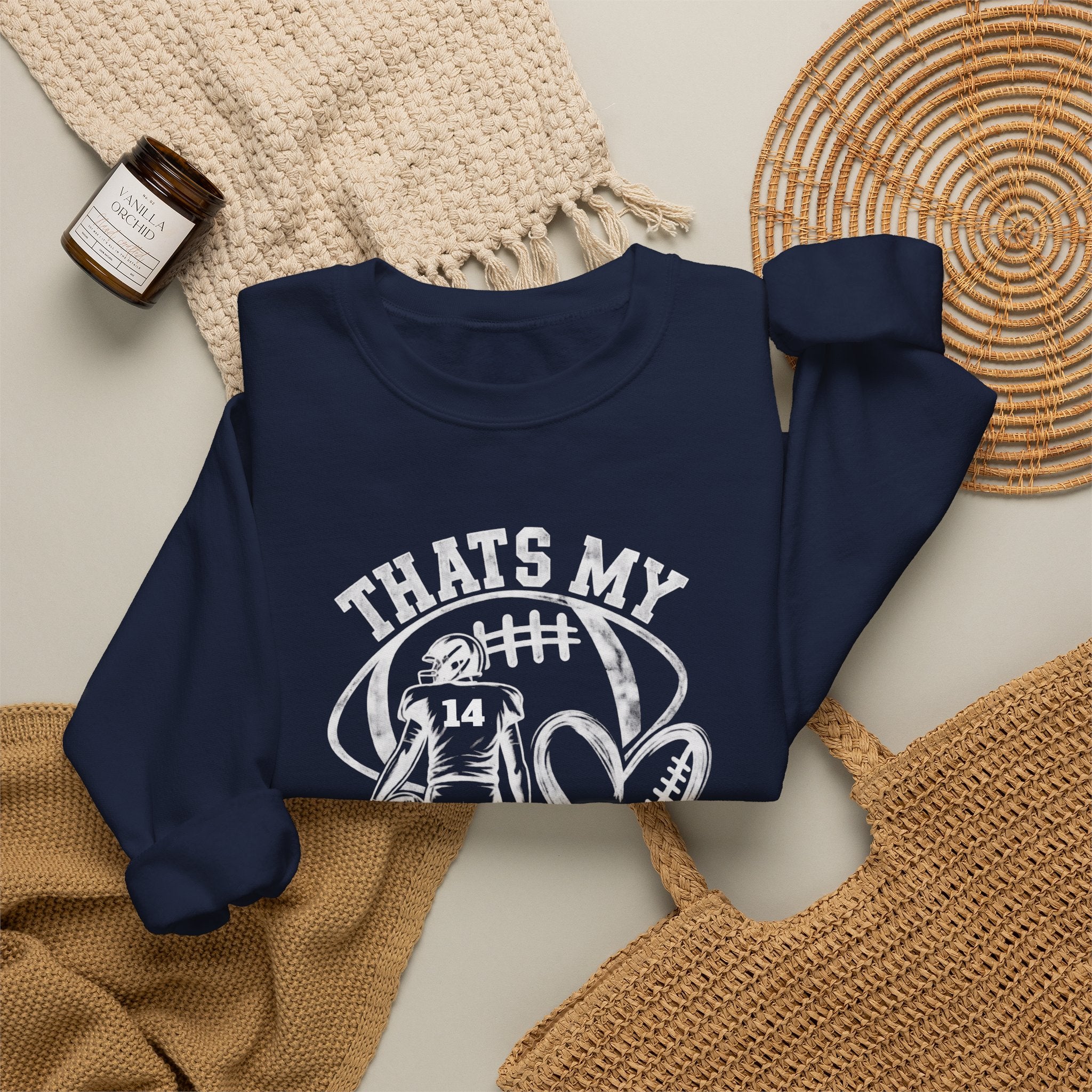 Personlizable Football Crewneck Sweatshirt - "That’s My Heart on the Field" Design