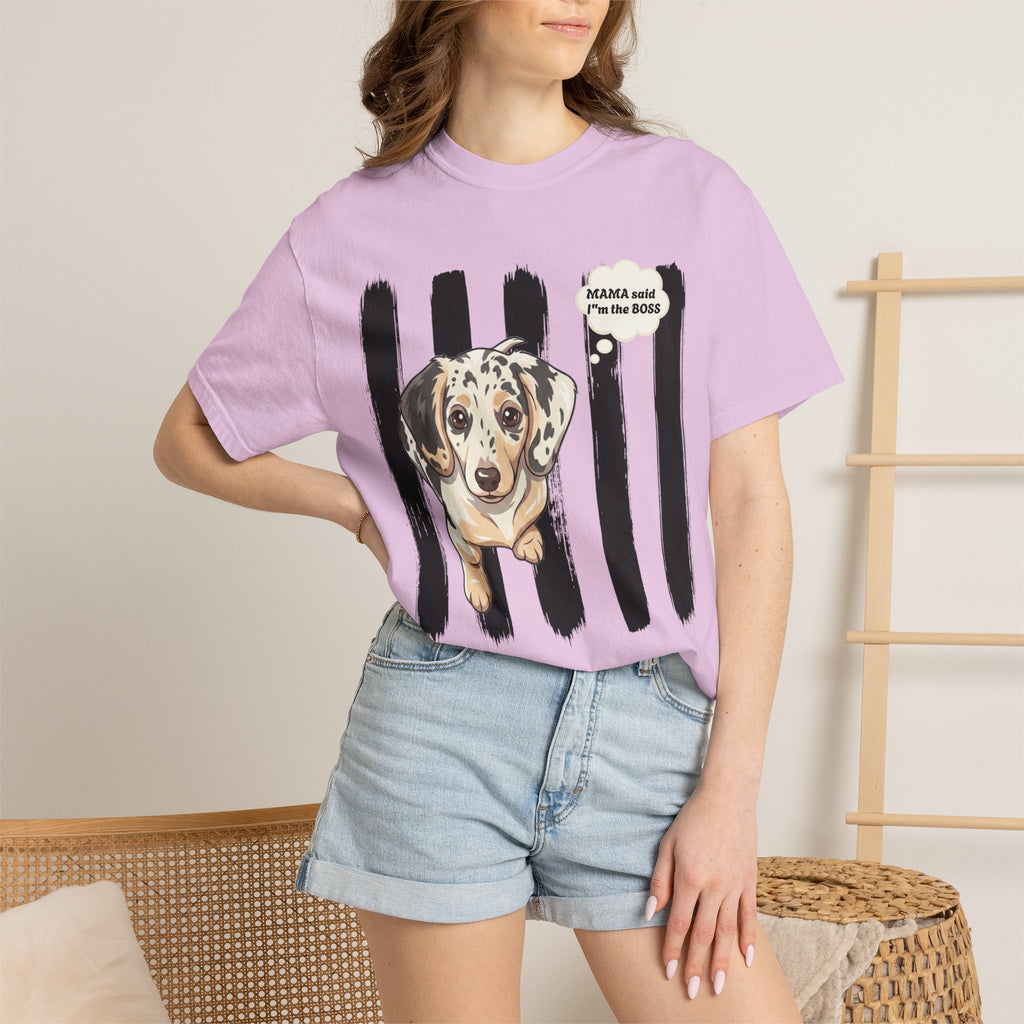 Comfort Colors “Mama Said I’m the Boss” Dachshund Shirt | Funny Dog Graphic Tee