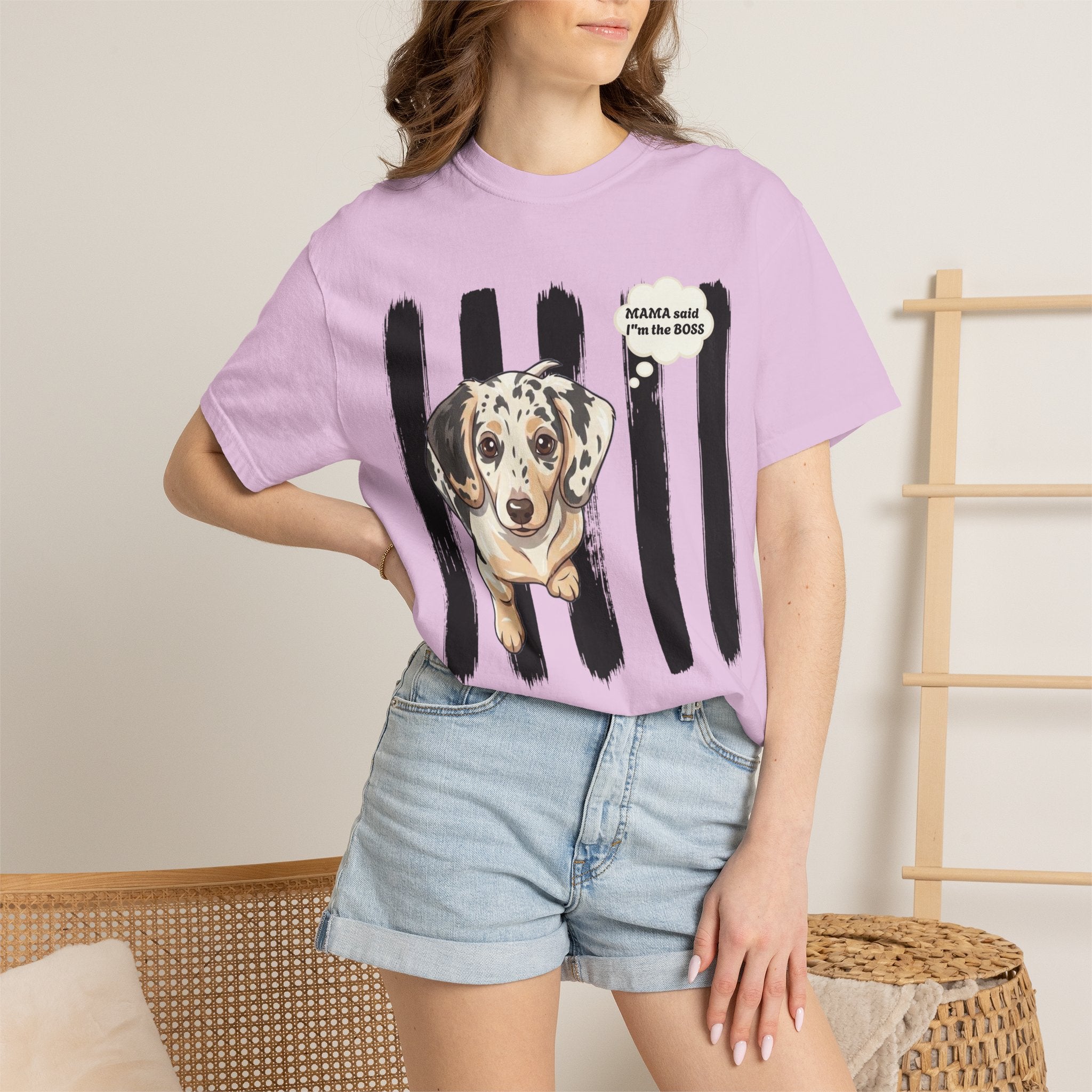 Comfort Colors “Mama Said I’m the Boss” Dachshund Shirt | Funny Dog Graphic Tee