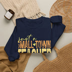 Small‑Town Teacher Sweatshirt | Cozy Crewneck for Educators | Distressed Yellow & Orange Lettering