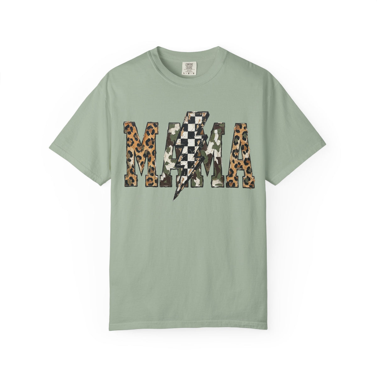 MAMA Lightning Bolt Leopard Check T-Shirt | Mama Tee
