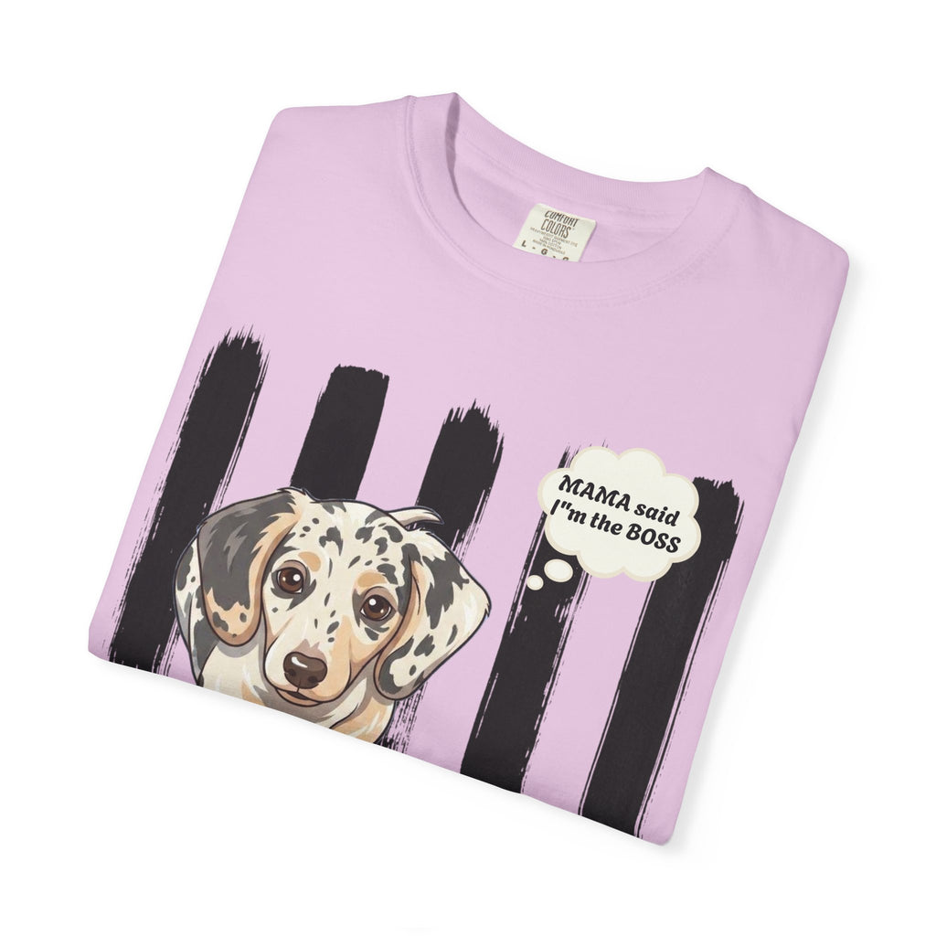 Comfort Colors “Mama Said I’m the Boss” Dachshund Shirt | Funny Dog Graphic Tee