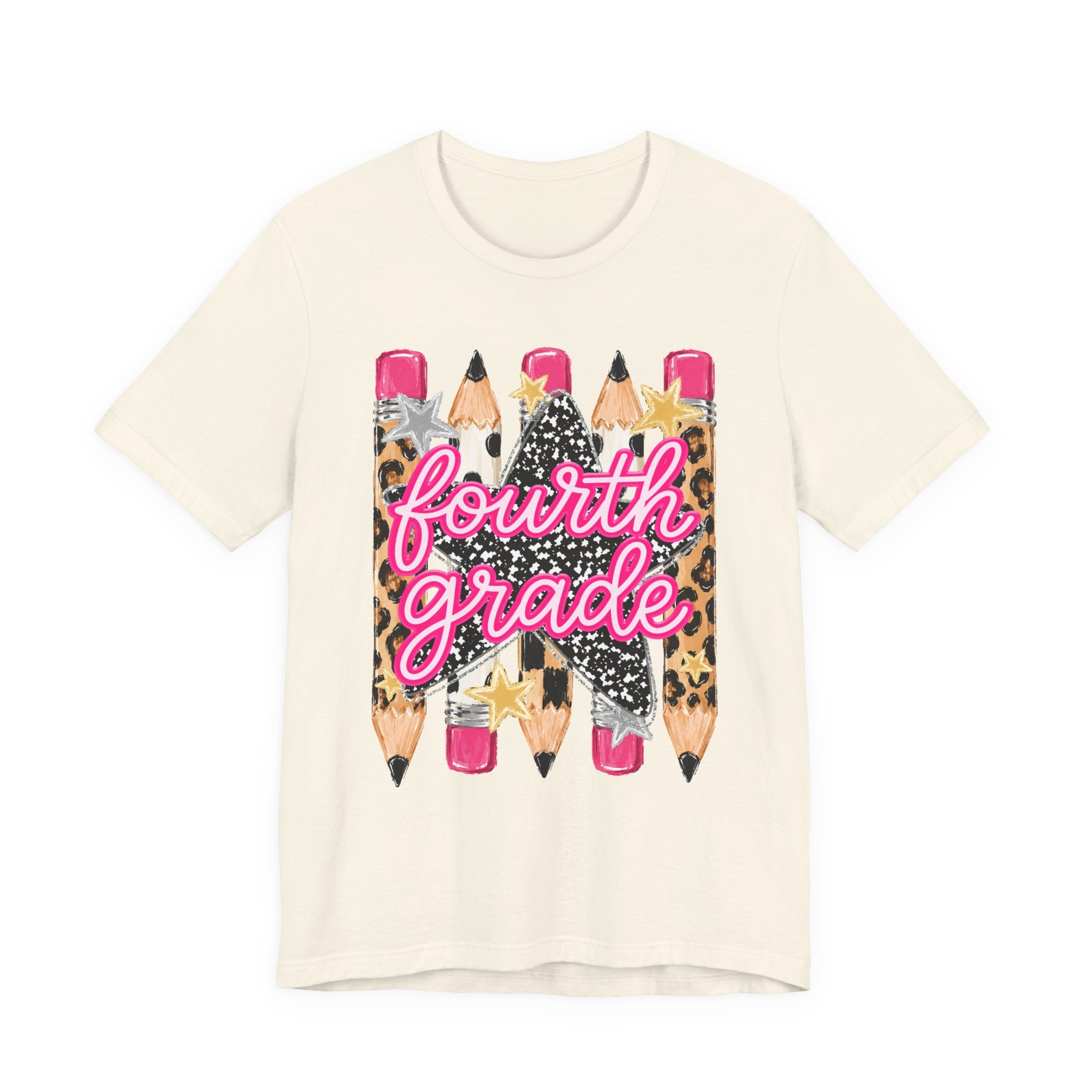 Fourth Grade Pencil Tee — Leopard & Glitter Back-to-School Shirt
