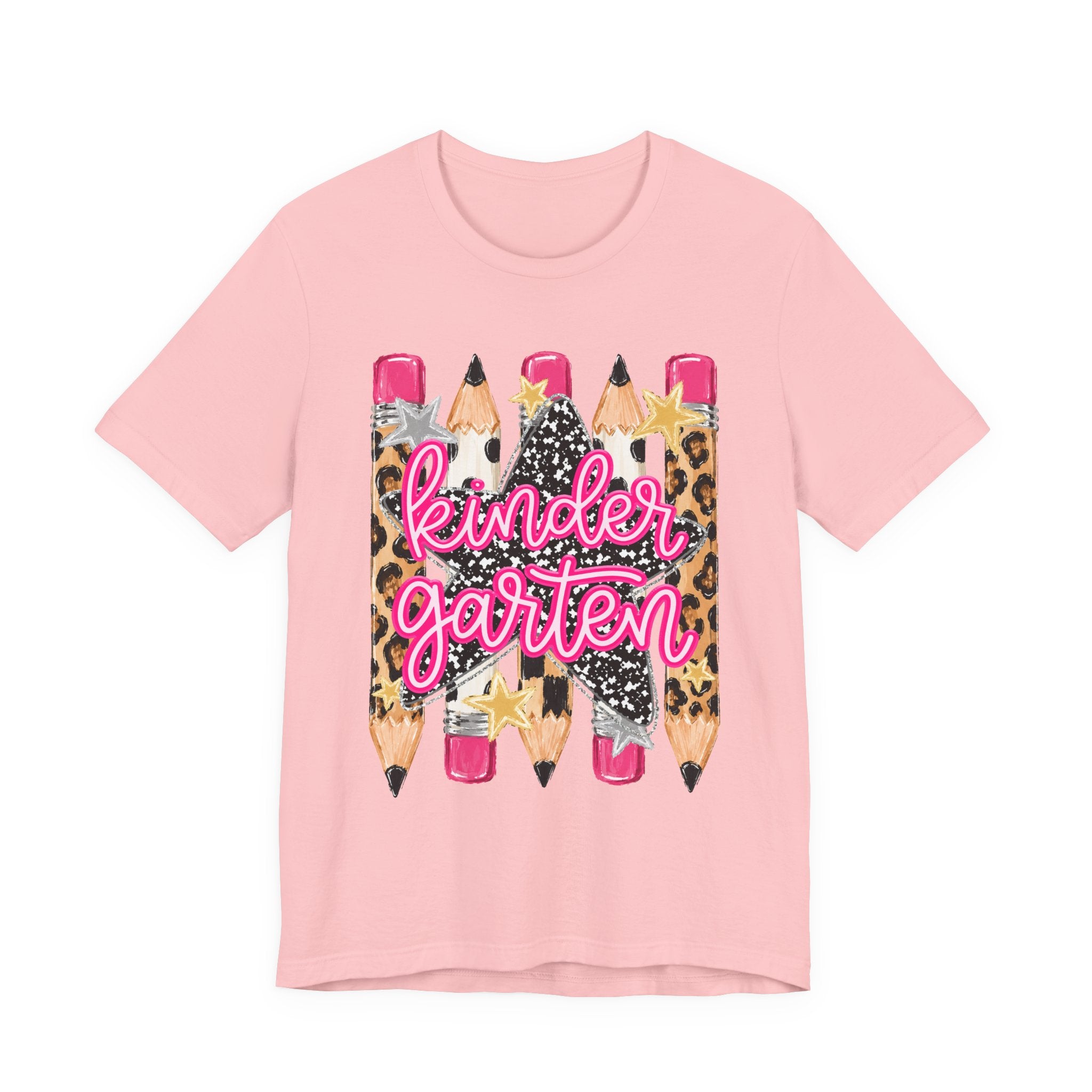 Kindergarten Pencils T-Shirt — Cute Leopard Print School Tee