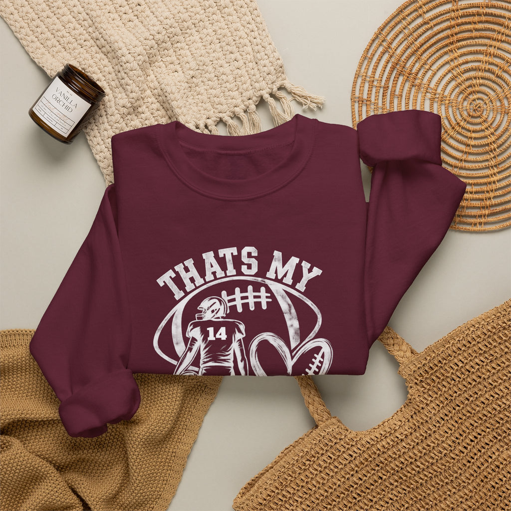 Personlizable Football Crewneck Sweatshirt - "That’s My Heart on the Field" Design