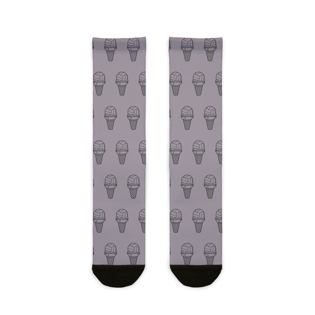 Ice Cream Pattern Crew Socks — "Want a soft serve ? Go Get Ice Cream" Sublimation Socks