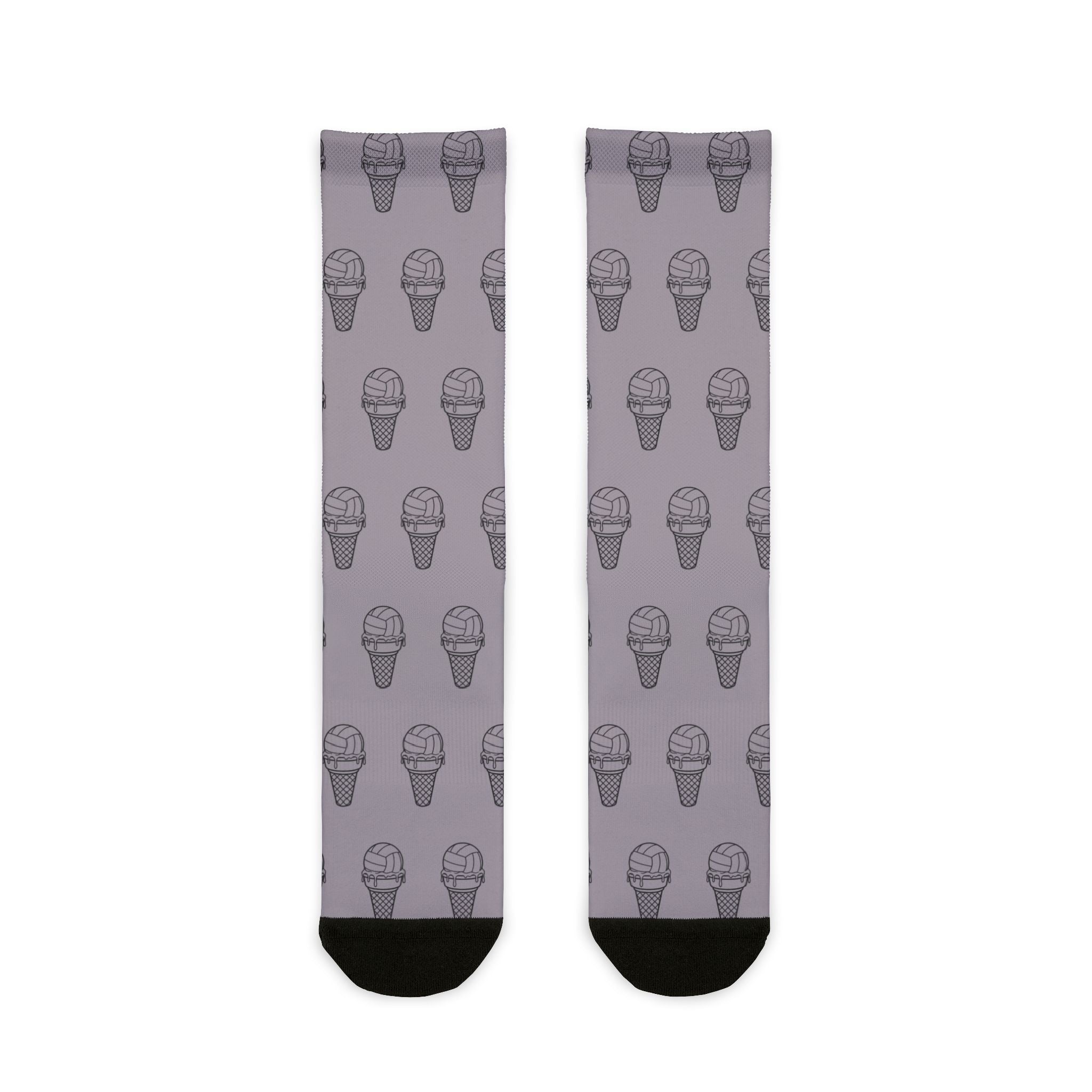 Ice Cream Pattern Crew Socks — "Want a soft serve ? Go Get Ice Cream" Sublimation Socks