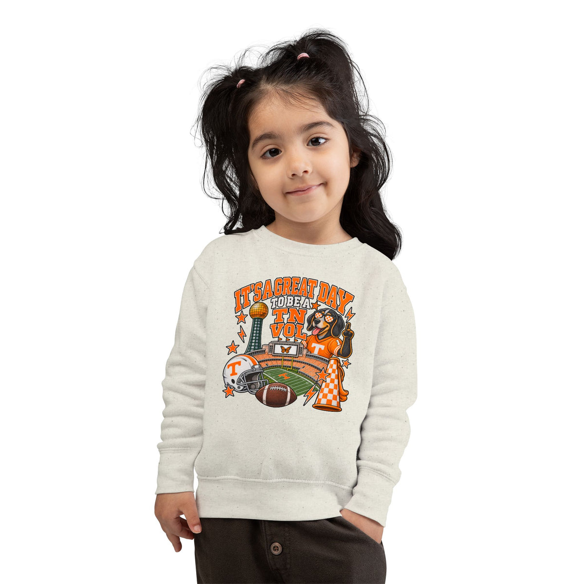 Toddler Sweatshirt - "It's a Great Day to Be a Vol" Football Stadium Mascot Design