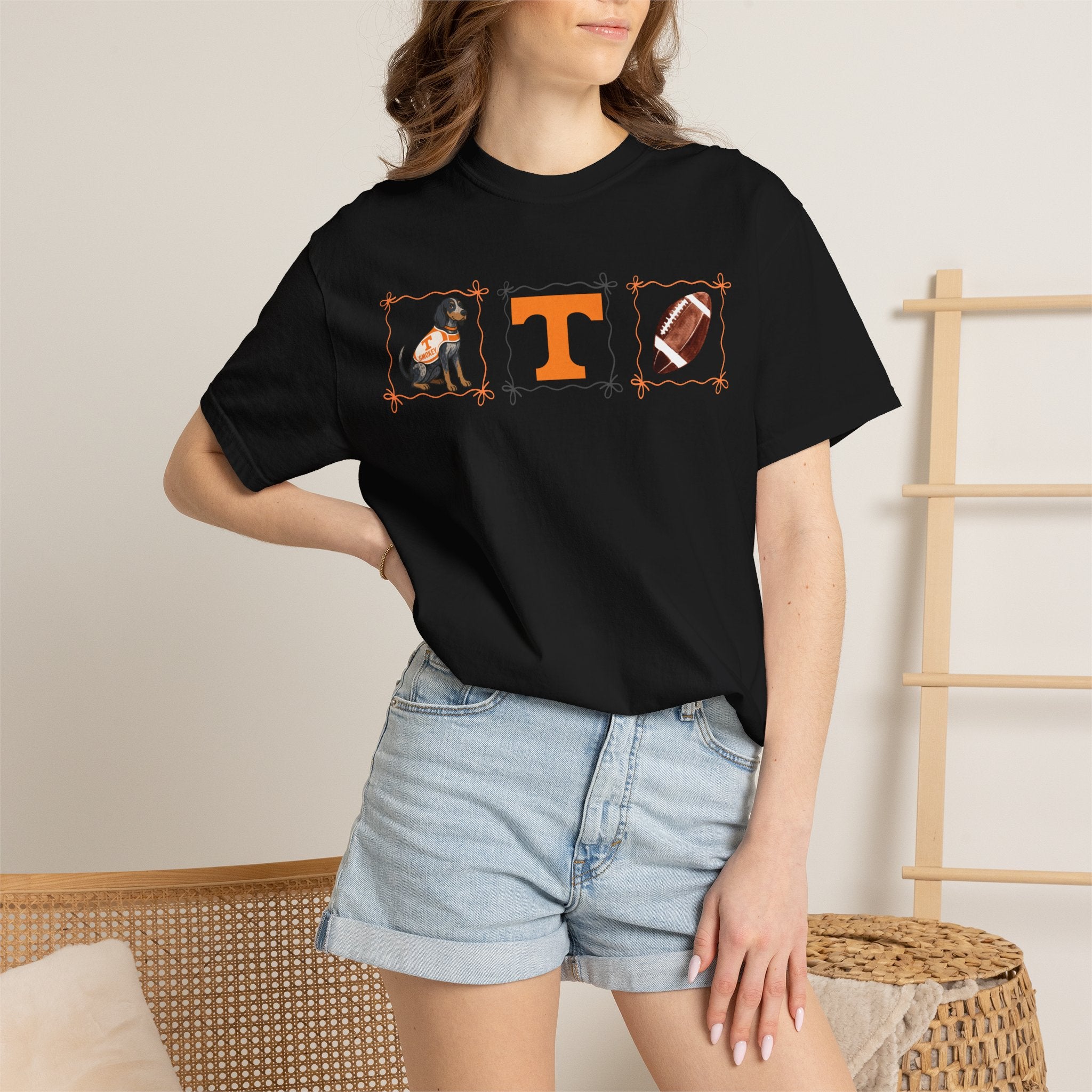 Tennessee Volunteers Dog, 'T', and Football Graphic T-Shirt