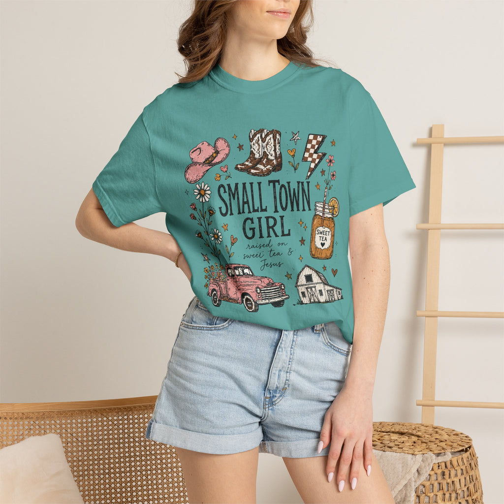 Small town girl , Jesus and sweet tea girl, comfort colors tee