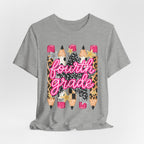 Fourth Grade Pencil Tee — Leopard & Glitter Back-to-School Shirt