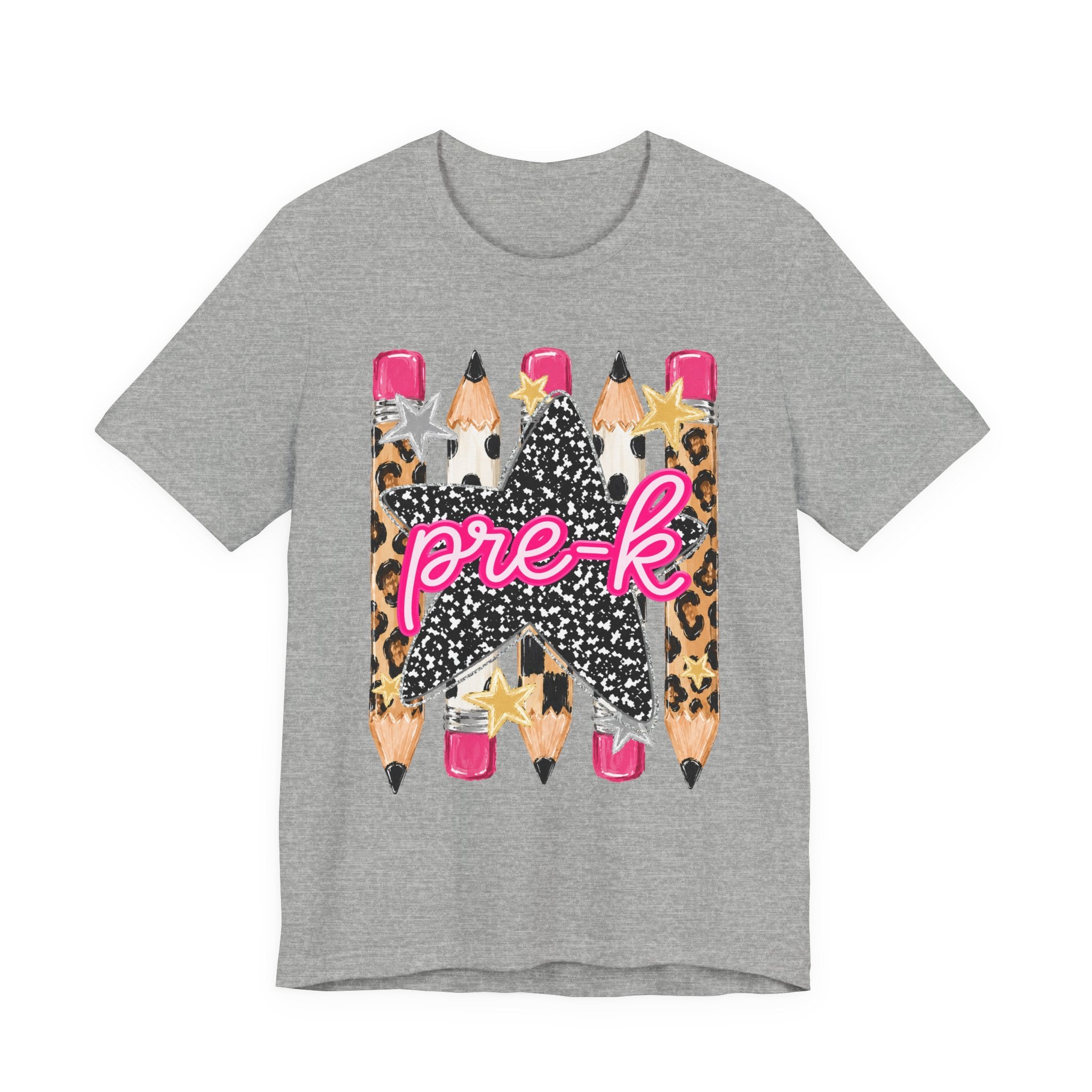 Pre-K Star Pencil T-Shirt — Cute Leopard School Teacher Tee