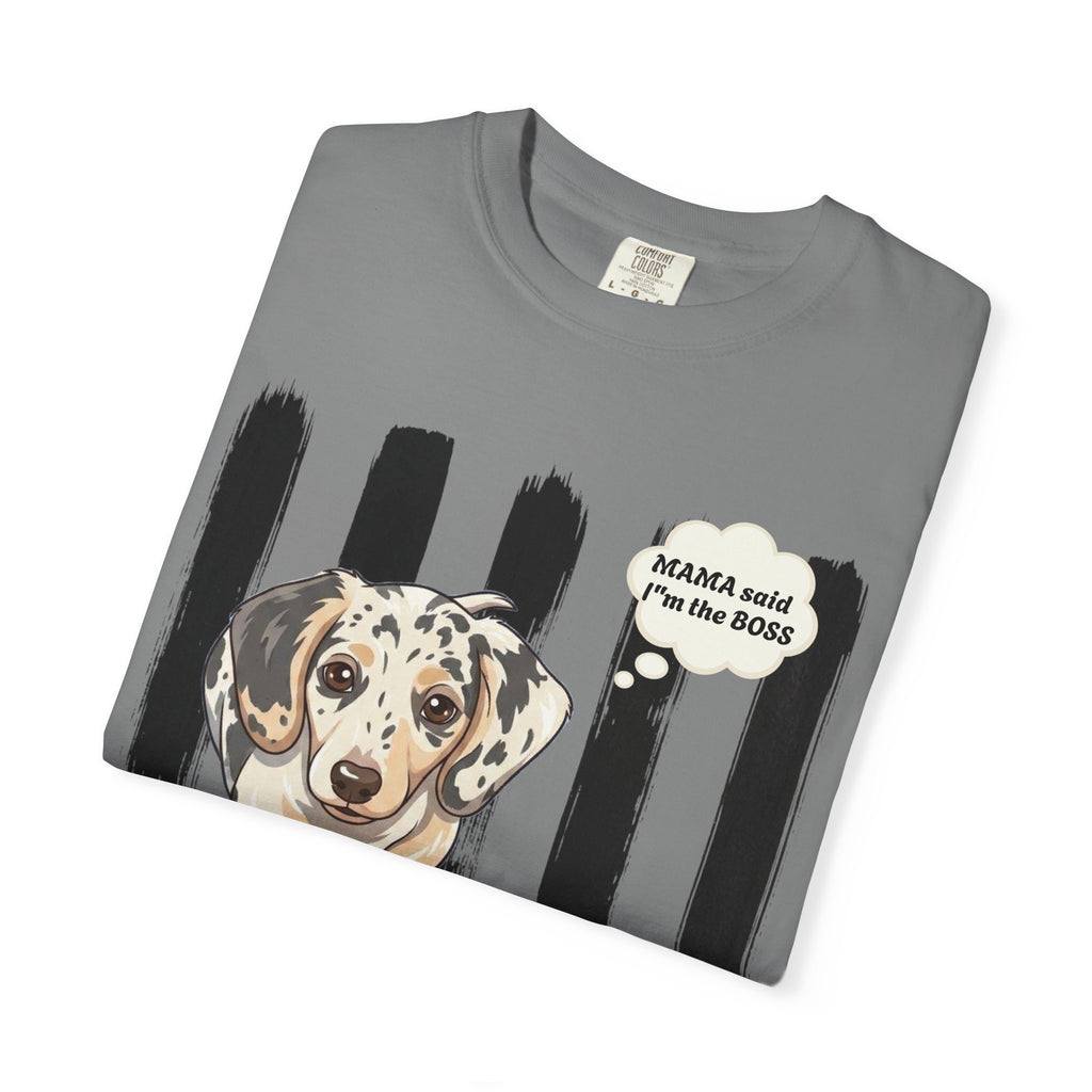 Comfort Colors “Mama Said I’m the Boss” Dachshund Shirt | Funny Dog Graphic Tee