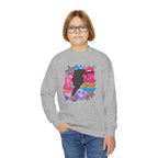 Youth Crewneck Sweatshirt - Retro Glam Lightning Bolt Graphic with 'Queen' Pop Art