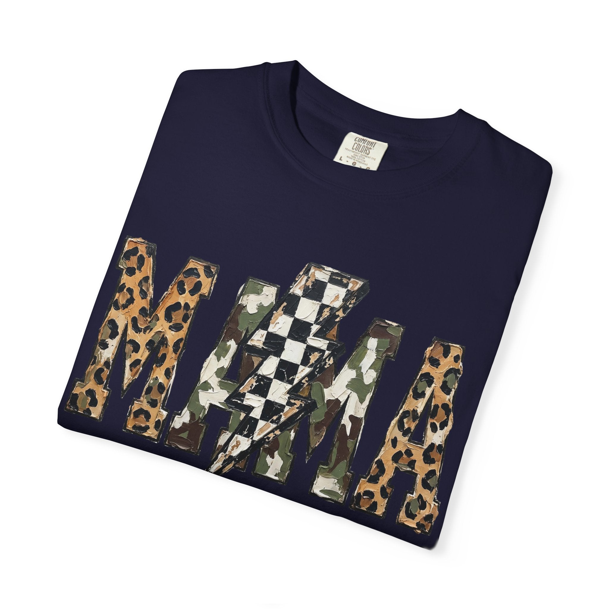 MAMA Lightning Bolt Leopard Check T-Shirt | Mama Tee