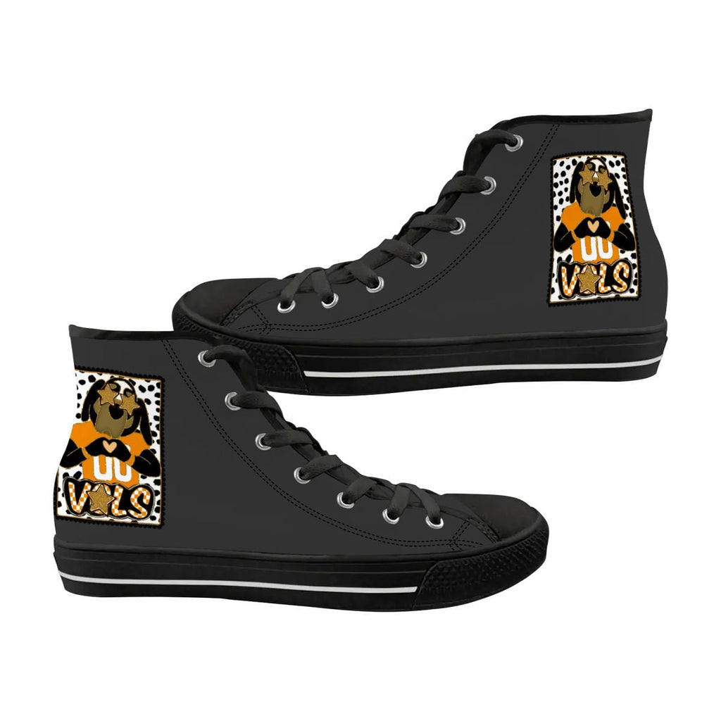 Women's High Top Canvas Shoes Customized Tongue 2 SmokeyPreppyBow Tennessee Vols