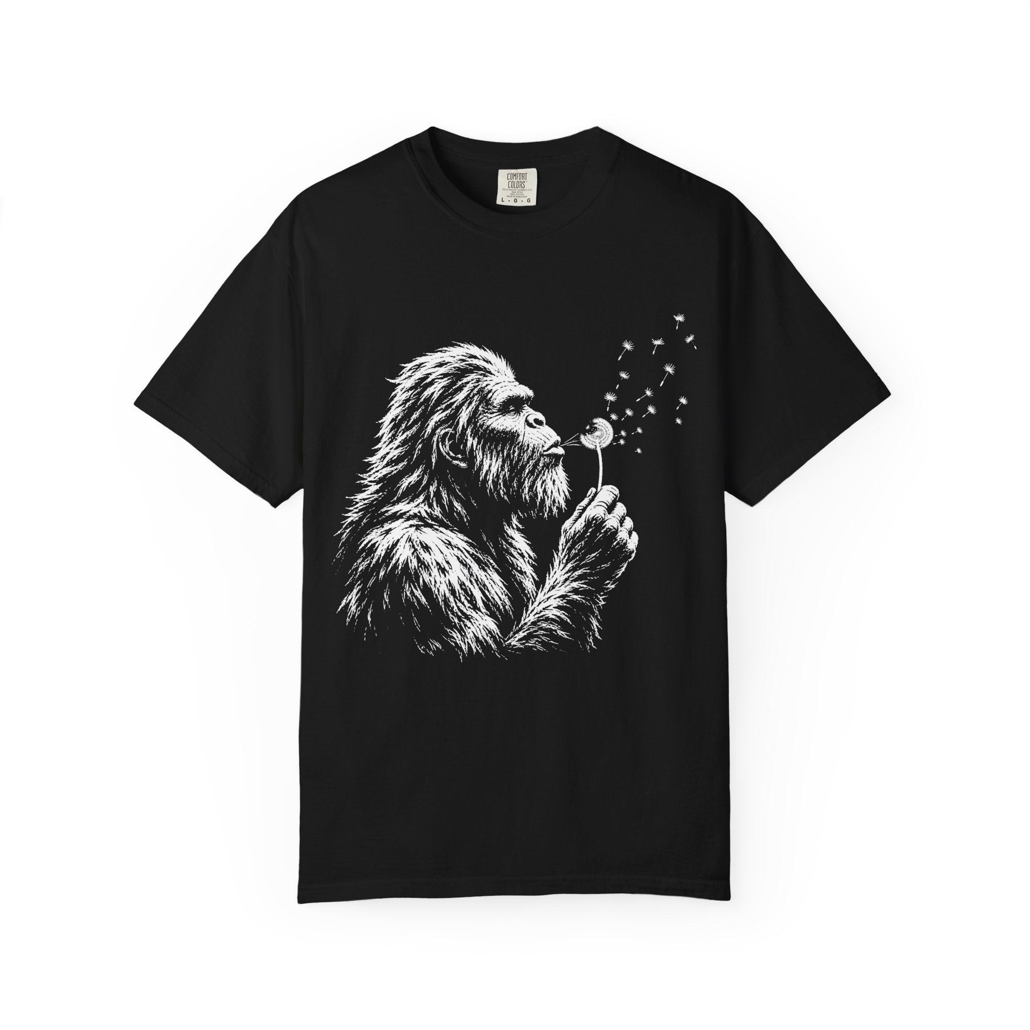 Bigfoot Dandelion T-Shirt — Whimsical Sasquatch Graphic Tee