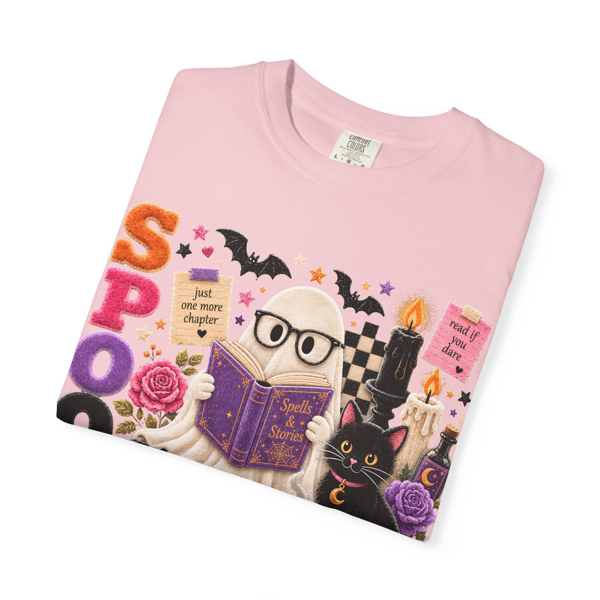 Spooky Book Club T-shirt | Halloween Reading Cat Owl Pumpkin