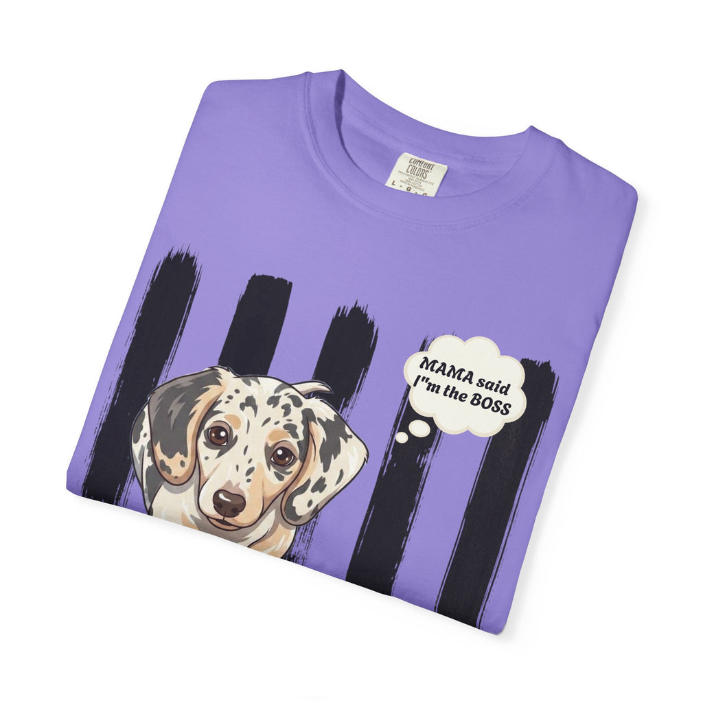 Comfort Colors “Mama Said I’m the Boss” Dachshund Shirt | Funny Dog Graphic Tee
