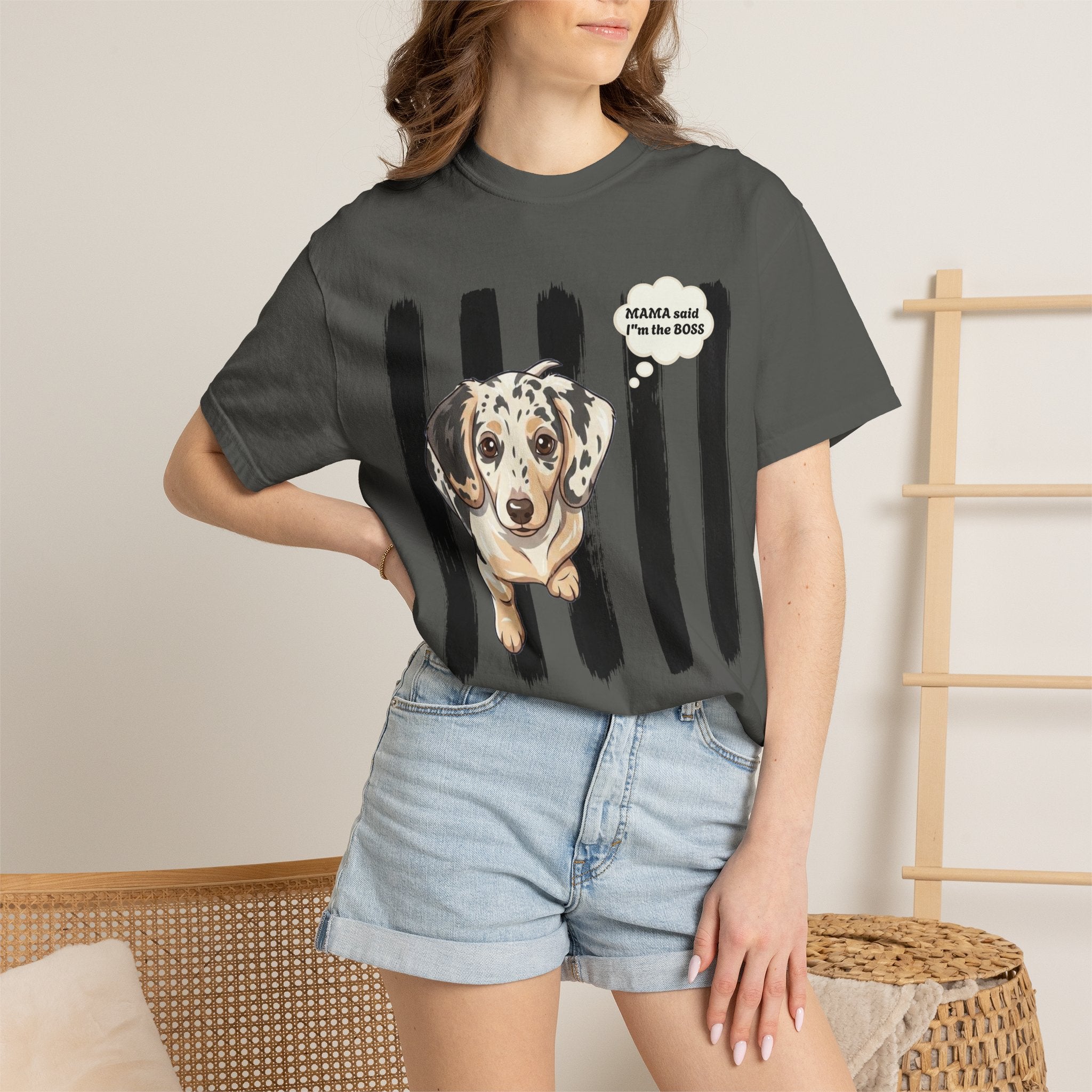 Comfort Colors “Mama Said I’m the Boss” Dachshund Shirt | Funny Dog Graphic Tee