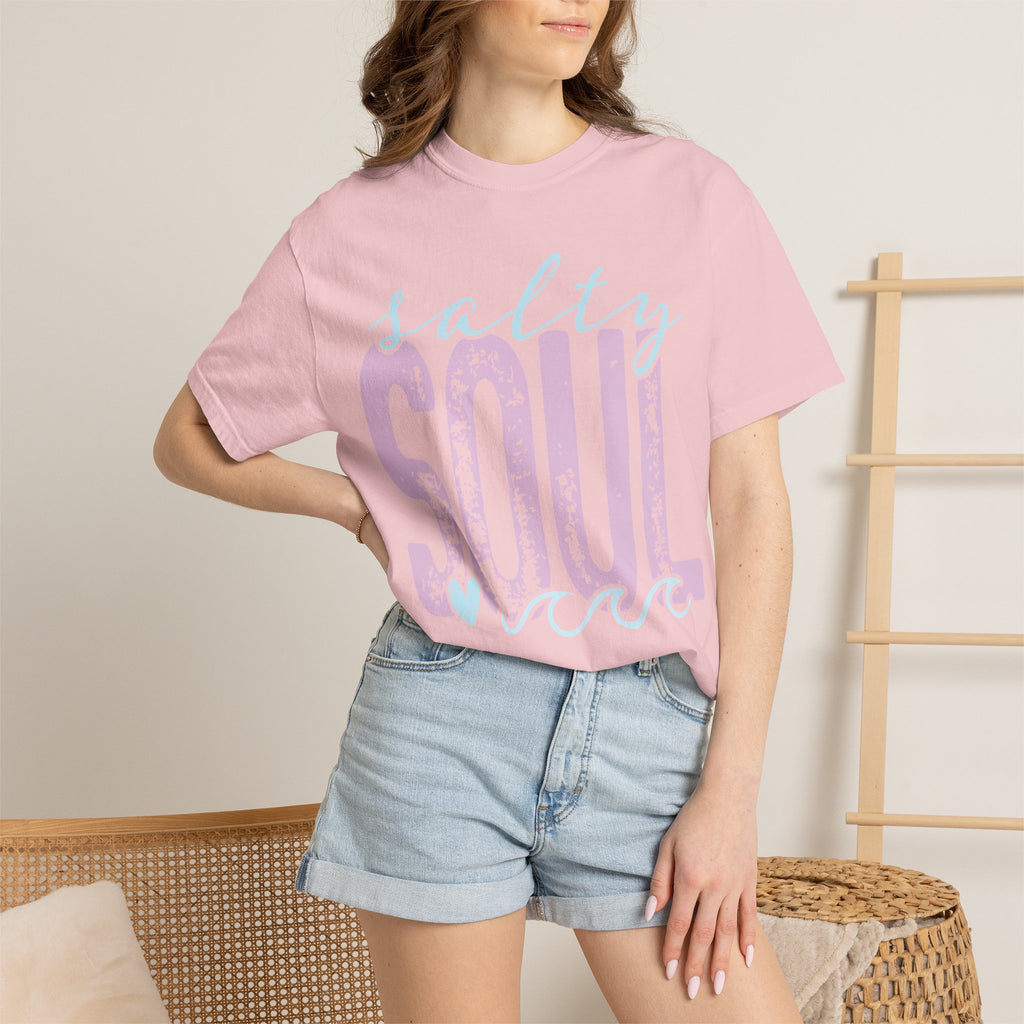 Salty Soul T-shirt | beachy seaside design, script & distressed letters