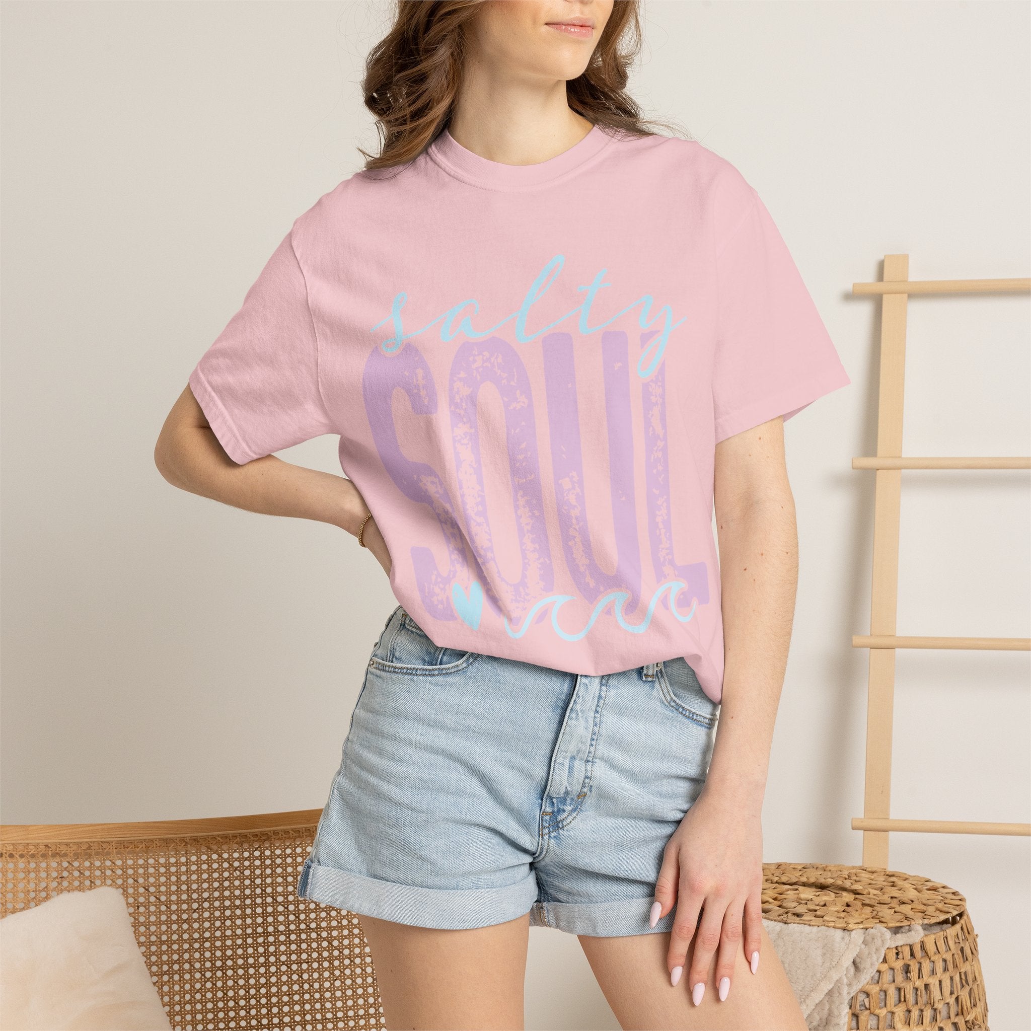 Salty Soul T-shirt | beachy seaside design, script & distressed letters